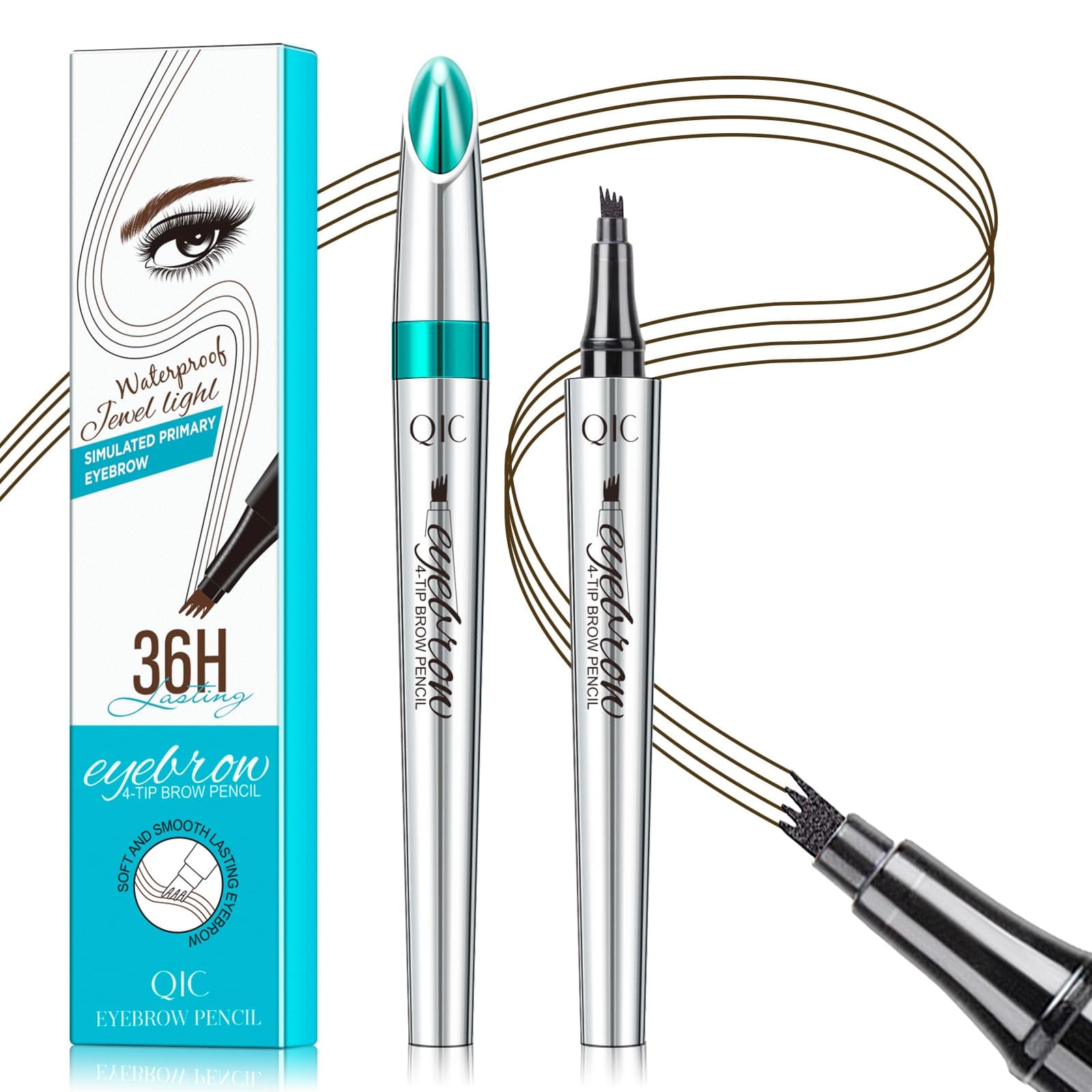 - Eyebrow Pencil with 4 Tip Microblade for Natural Eyebrow Makeup Eyebrow Microblading Pen Waterproof &Smudge-Proof (2# Dark Brown)