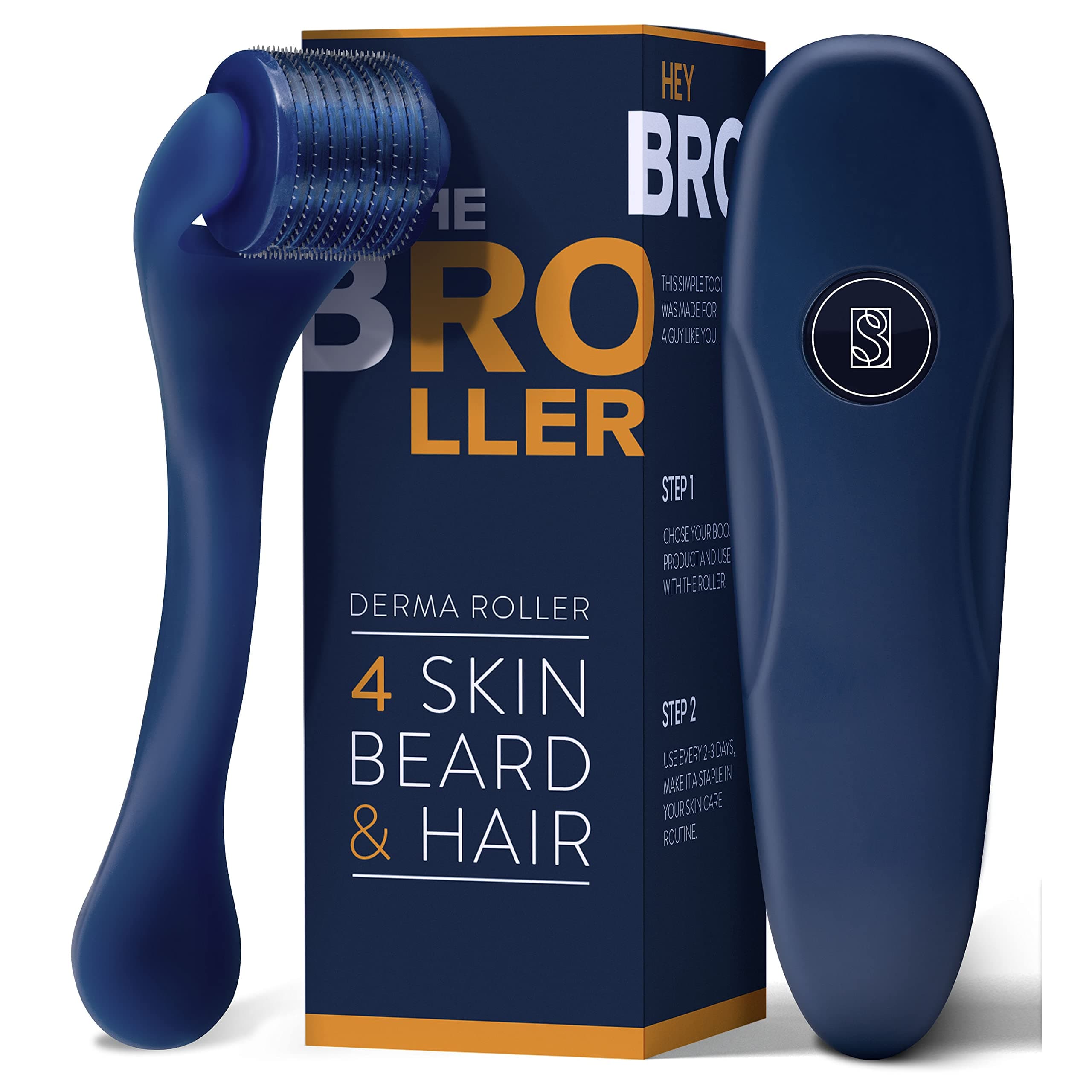 Derma Roller for Face - Beard Roller for Men - Scalp Roller for Men - Microneedle Roller - 0.3mm - Carrying Case Included - Skin Micro Needling Roller For HIM