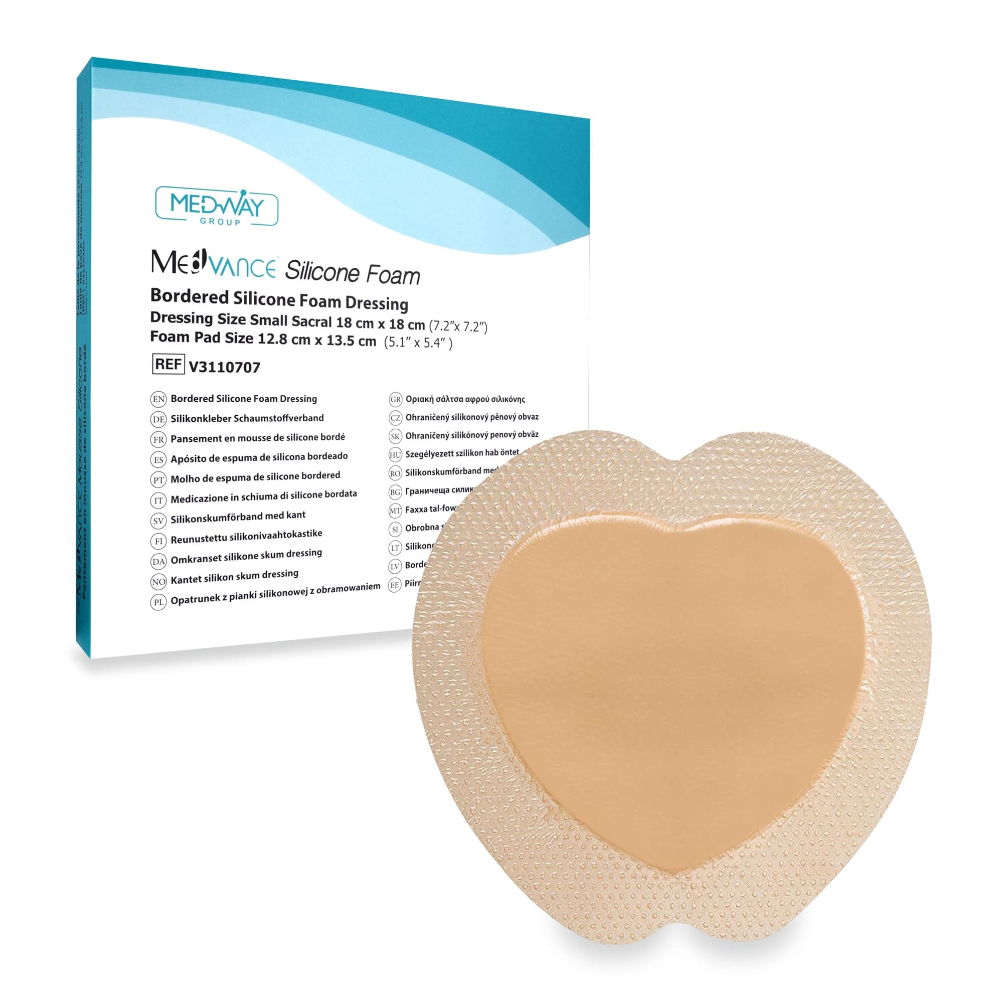 MedVance TM Silicone - Bordered Silicone Adhesive Foam Dressing Sacral Size 7"x 7" Box of 5 dressings