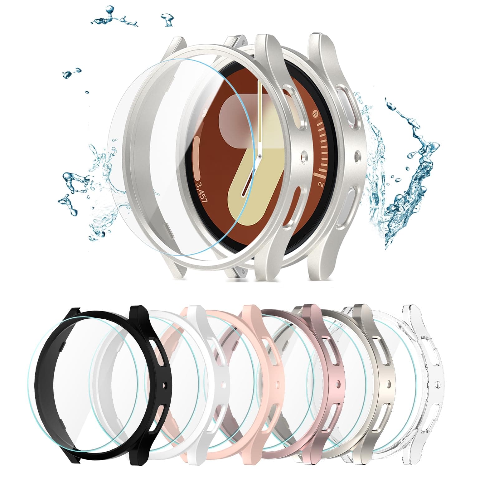 Cuteey 6+6 Pack for Samsung Galaxy Watch 7 Screen Protector Case 40mm, Hard PC Bumper Cover with Anti-Fog Tempered Glass Film for Galaxy Watch 7 Accessories,40mm