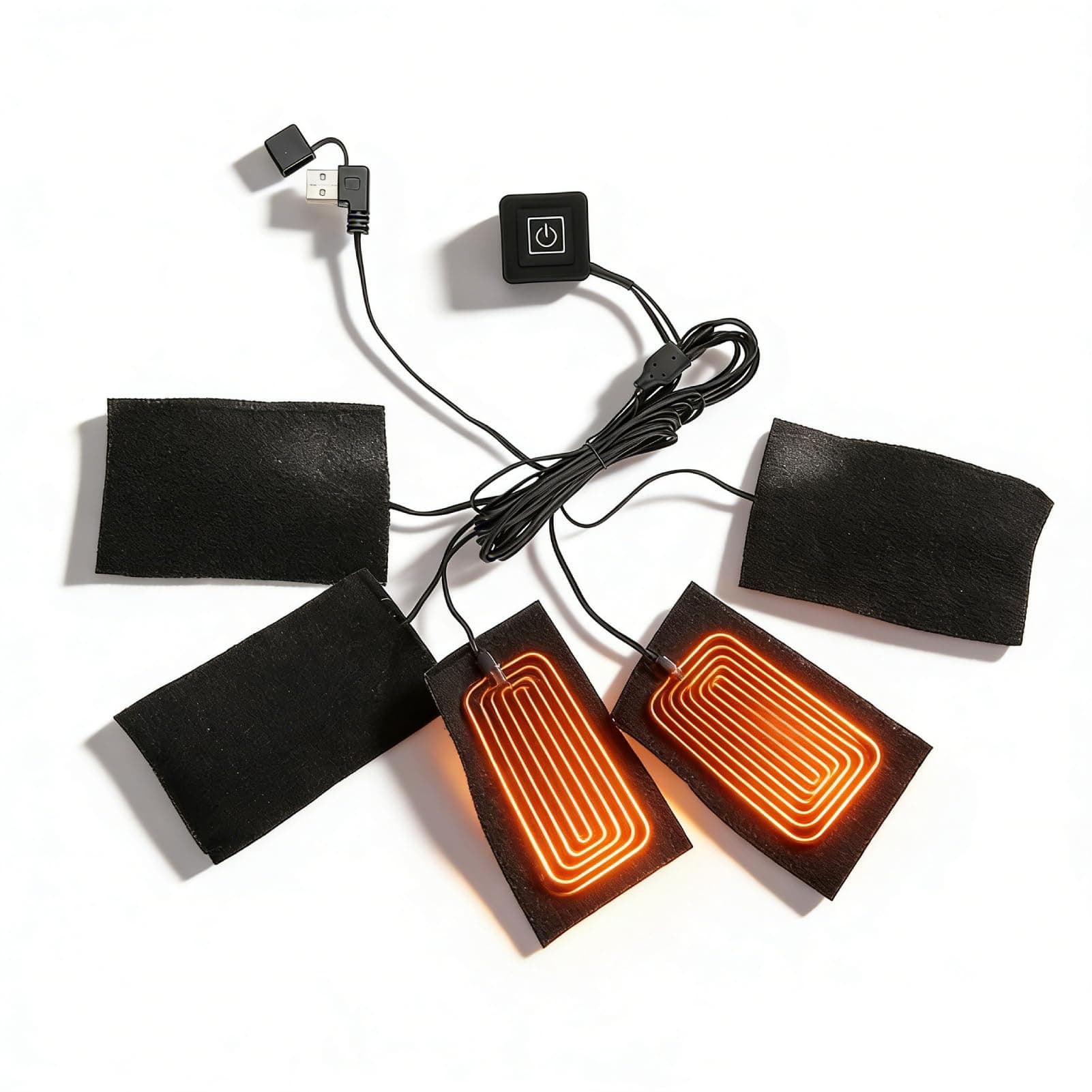 Portable Cloth Heaters, Clothes Heating Pad with 5pcs Heating, USB Electric Heated Pad Adjustable Temperature Warmer for Outdoor Winter Clothes Seat Pet Dogs and Cats Warmer