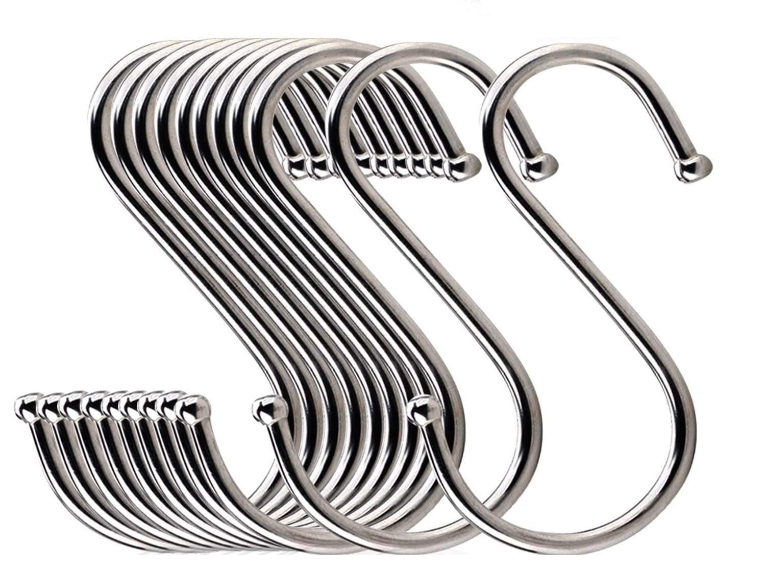 Lysas 20-Pack Round S Shaped Metal, Hooks Hangers for Kitchen, Bathroom, Bedroom and Office