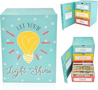 Save Spend Give Piggy Bank | Teach Children About Saving Money & Giving | Three Drawers for Bills and Coins | Great for Birthday Room Decor