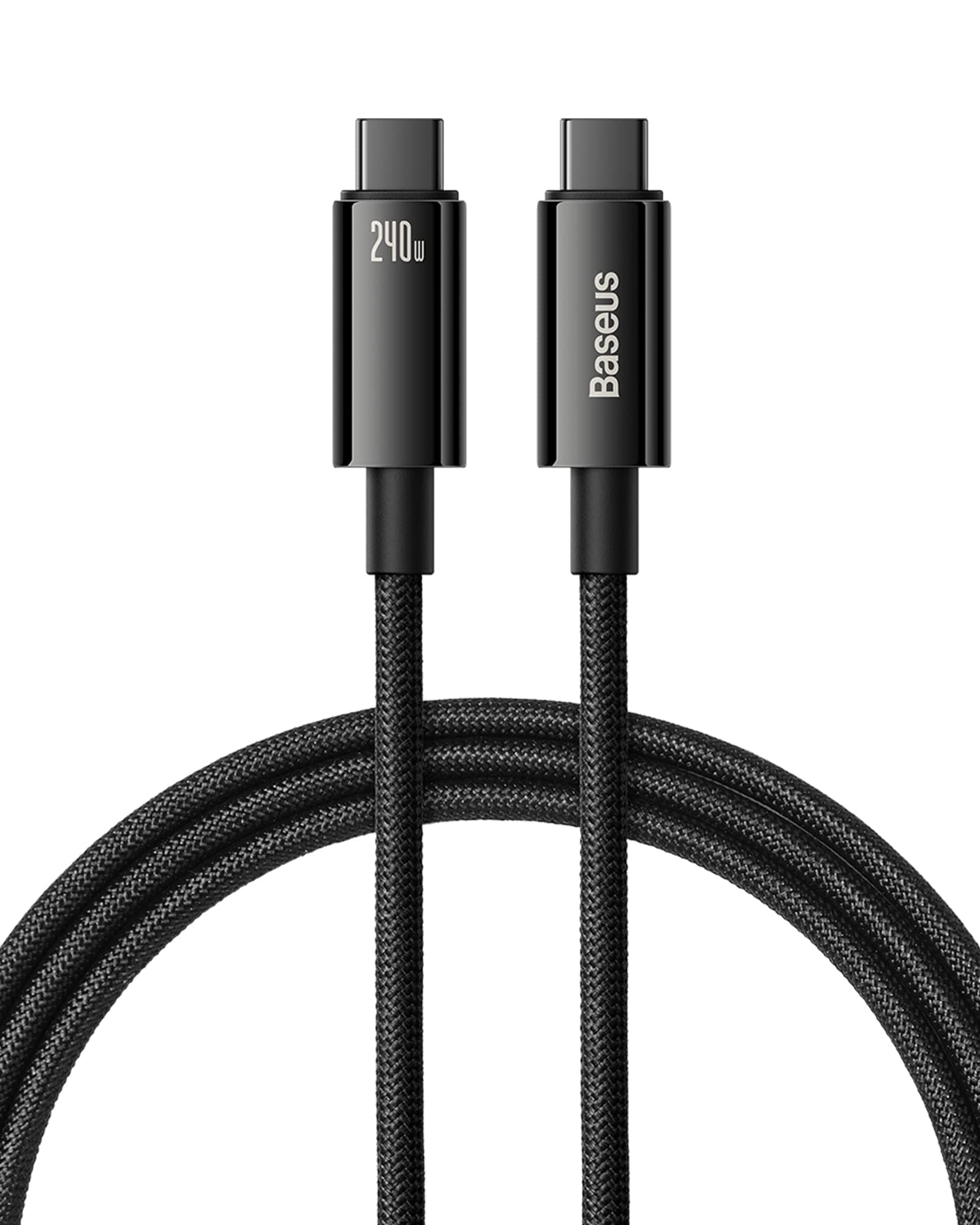 240W PD 3.1 5A QC 4.0 Fast Charging USB C Cable - Zinc Alloy Nylon Braided Type C Data Cable for Samsung S21 S20+ S10 Note 10 iPad Pro MacBook Pro Pixel (3.3Ft) Black