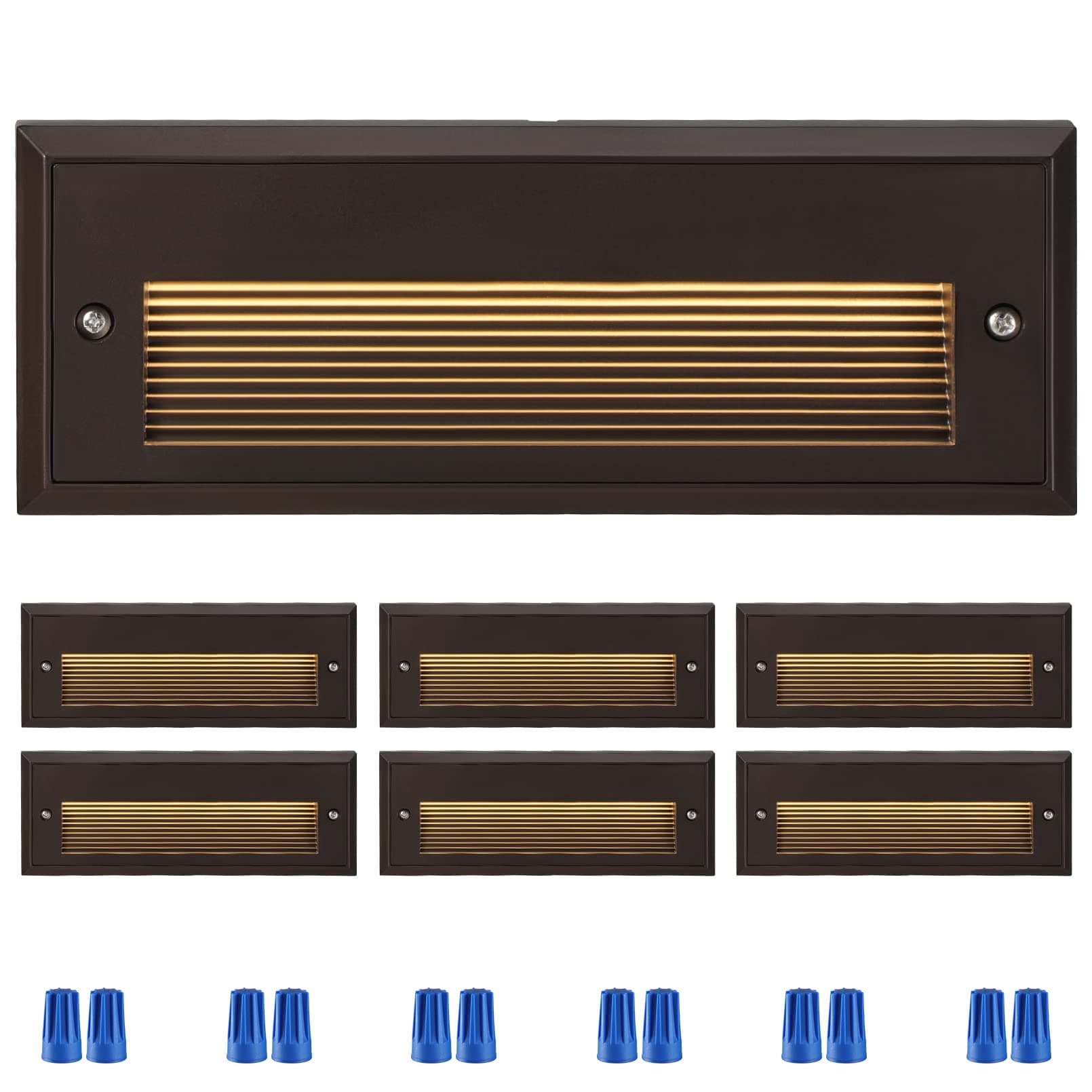 LEONLITE Low Voltage LED Step Lights Outdoor, 12V 3.5W Landscape Stair Lights, 9 Inch Exterior Step Lighting, LED Deck Lights, UL Listed, IP65, Oil Rubbed Bronze, Aluminum, 3000K Warm White, Pack of 6