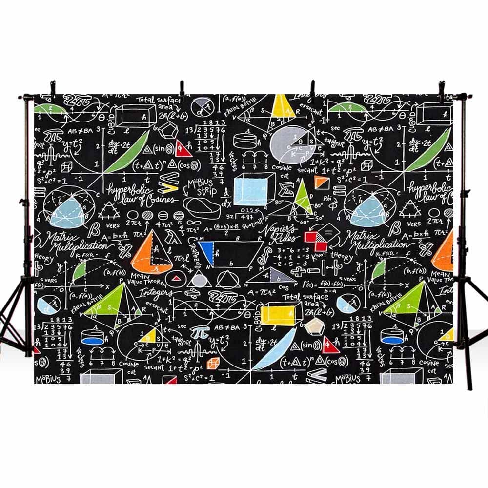 MEHOFOND 7x5ft Math Image Formula Backdrop School Research Blackboard Background Banner Cake Smash Photoshoot Studio Mathematical Subject Poster Birthday Party Cake Table Decor