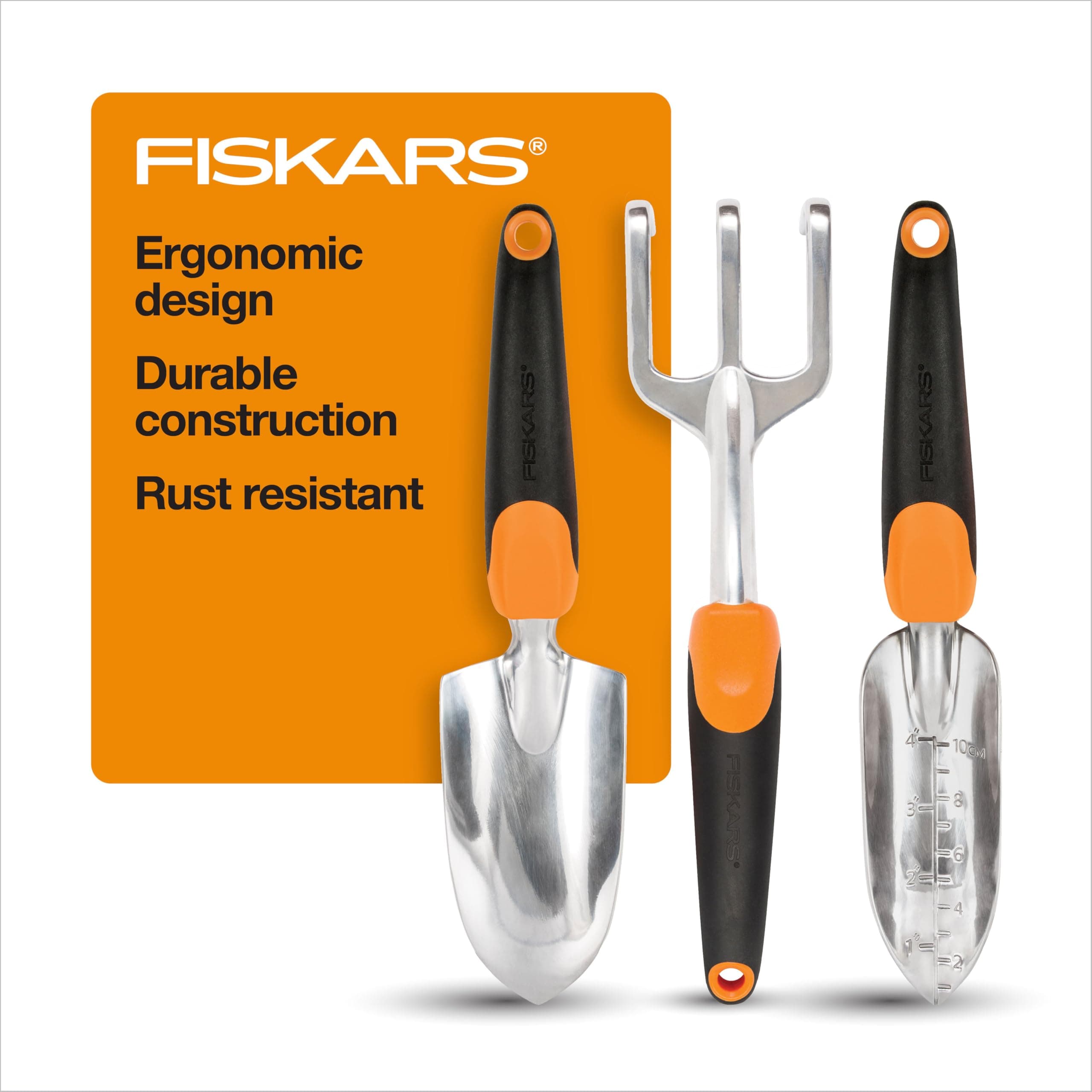 Fiskars 384490-1002 Garden Scratch Tool Set, Recyclable Package, Black/Orange