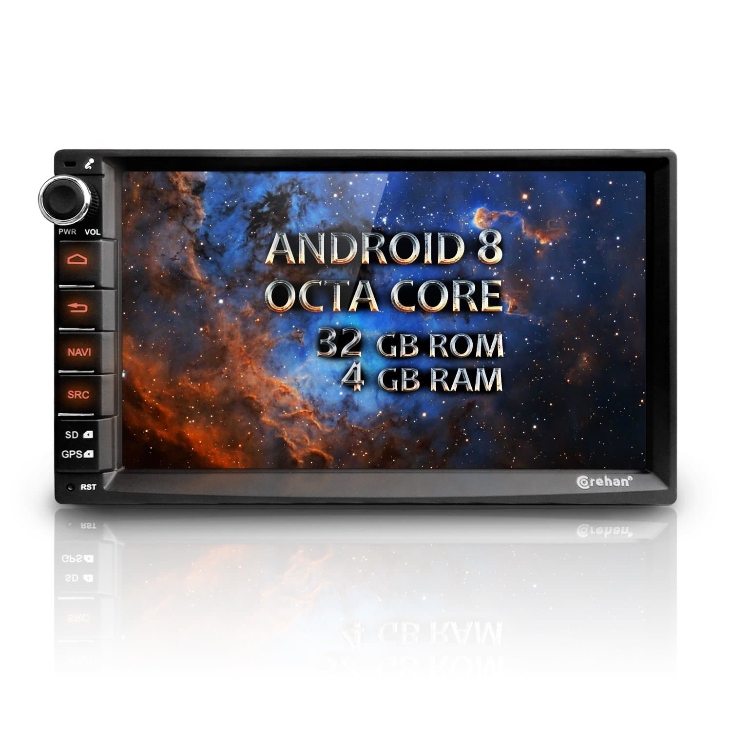 Android 8 Car Radio Stereo - Corehan 7" inch Octa Core 4GB Ram 32GB ROM Double Din in Dash Car Video Player Navigator with Microphone Bluetooth WiFi GPS Navigation System