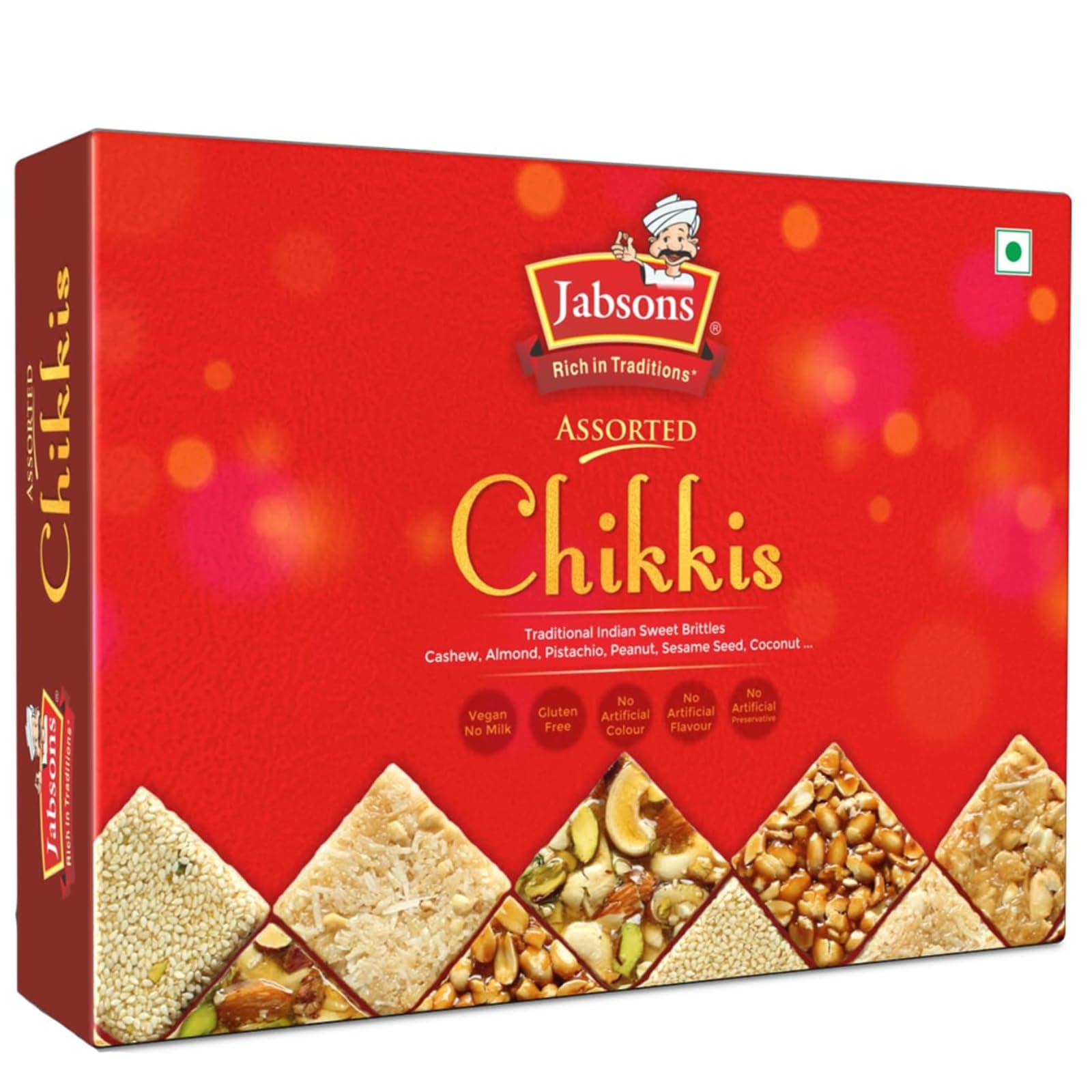 Assorted Chikki 400g | Mixed Indian Sweet Bars with Peanuts, Sesame, Dryfruits, Jaggery | Festive Snack Box | Traditional Healthy Mithai