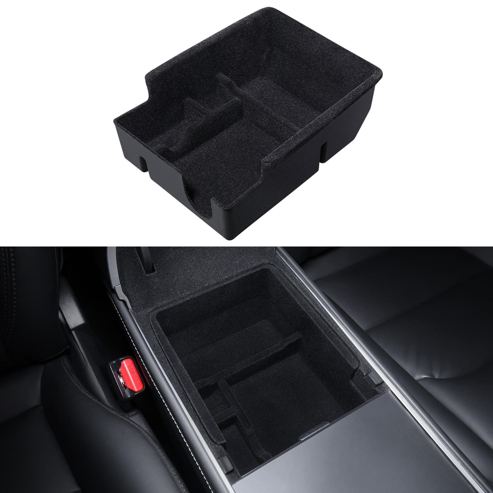 BASENOR 2024 Newest Tesla Model Y Model 3 Armrest Storage Box Organizer Center Console Tray Tesla Interior Accessories for 2016-2023 Model 3 2020-2024 Model Y (Not Fit 2024 Model 3)