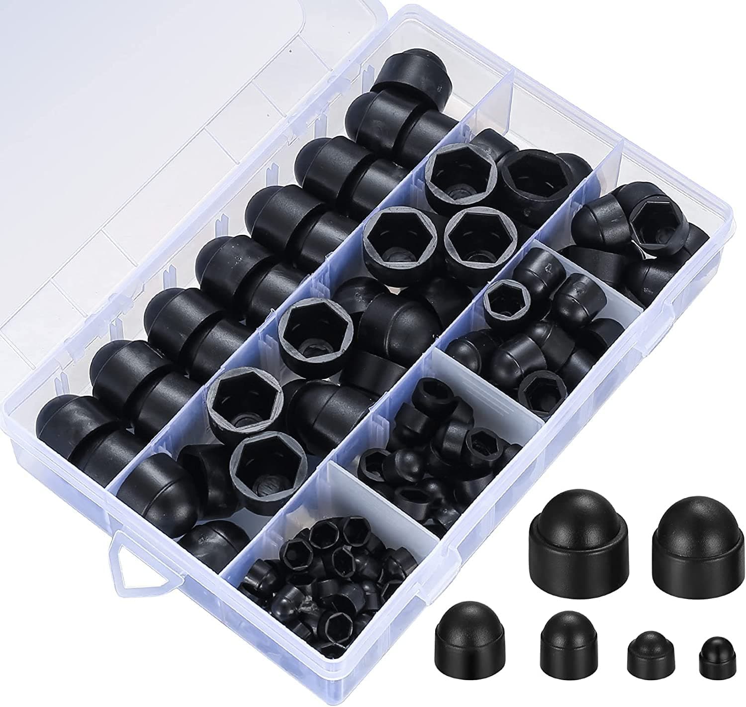 145 Pcs Screws Bolt Covers Caps, Hex Head Dome Bolt Covers, Plastic Bolt Caps, Screw Caps Covers, Hexagonal Screw Bolts Cover Protection Caps for Matching, M4 M5 M6 M8 M10 M12
