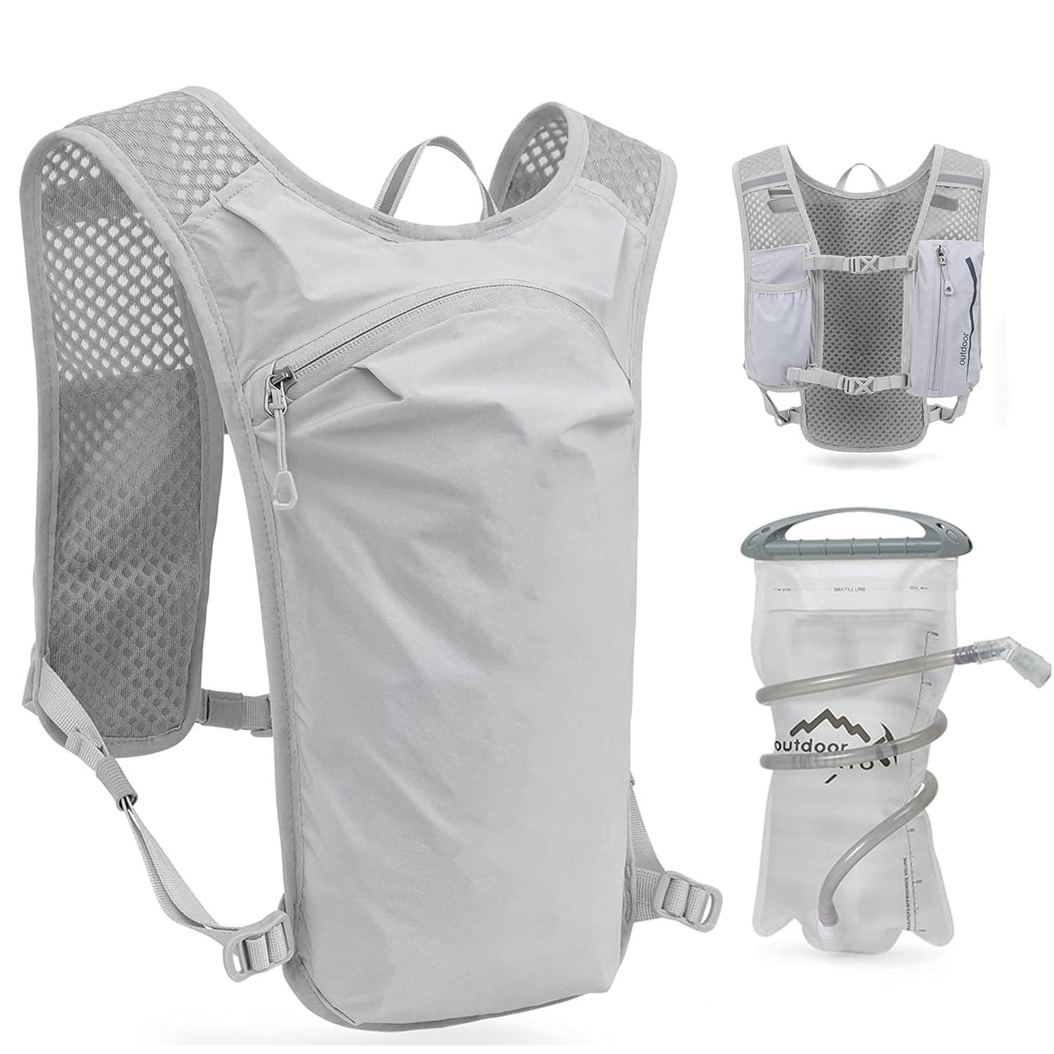 Running Hydration Vest Backpack, Lightweight Insulated Pack with 1.5L Water Bladder Bag Daypack for Hiking Trail Running Cycling Race Marathon for Women Men