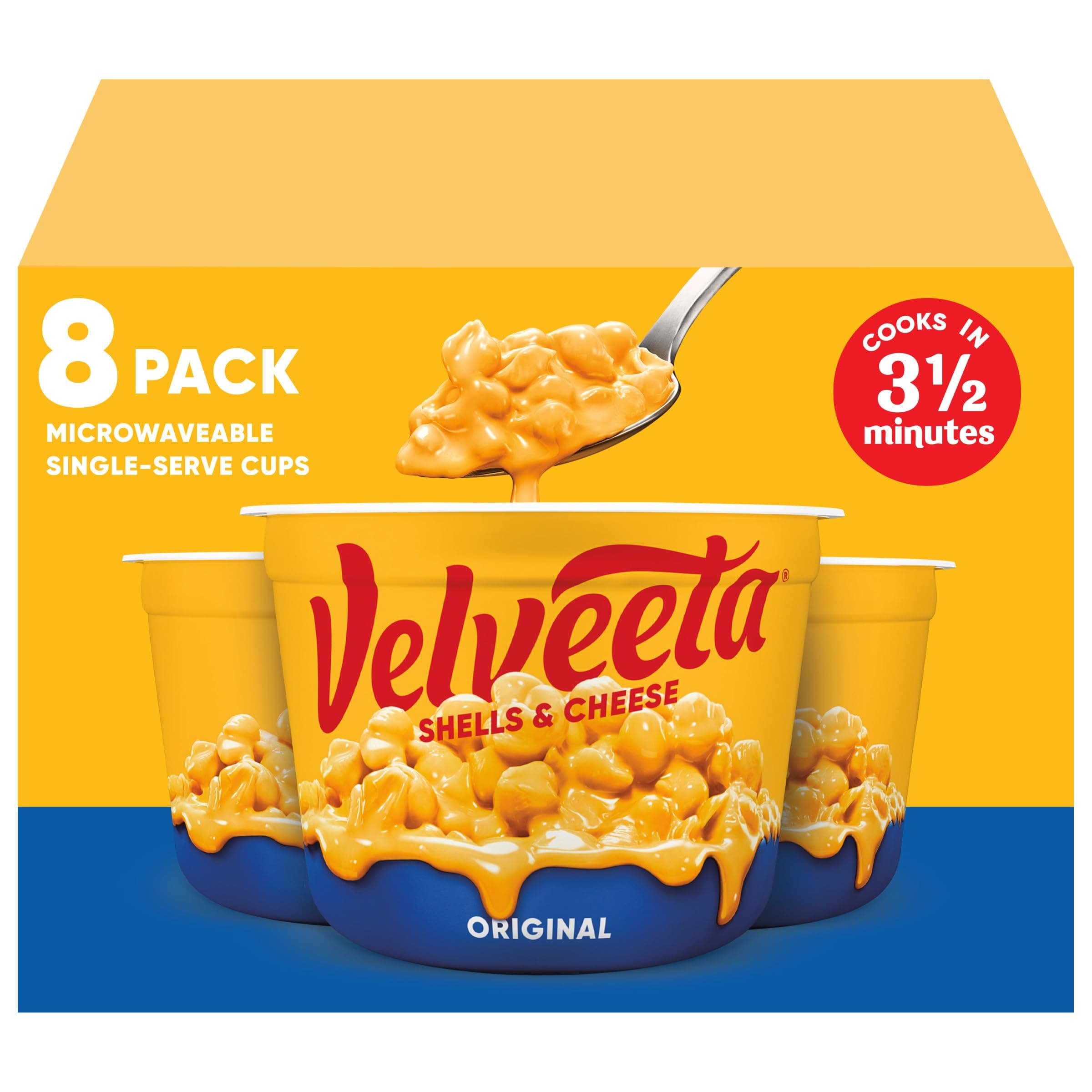Velveeta Original Shells and Cheese Single Serve Microwave Dinner (2.39 oz Cups, 8 Count)