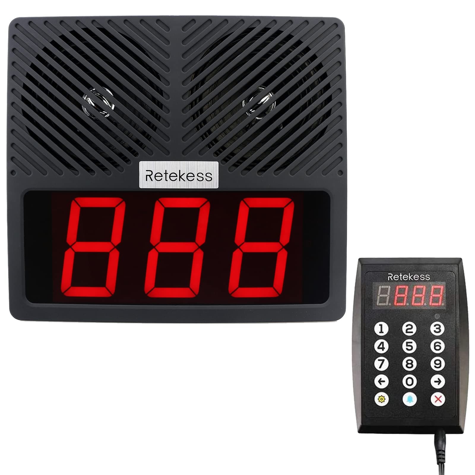 Retekess TD101 Queue Calling System,Take A Number System, Larger LCD Screen,8 Broadcast Types,Waiting Number System for Restaurant, Hospital,Bank(1 Display +1 Numeric Keypad)