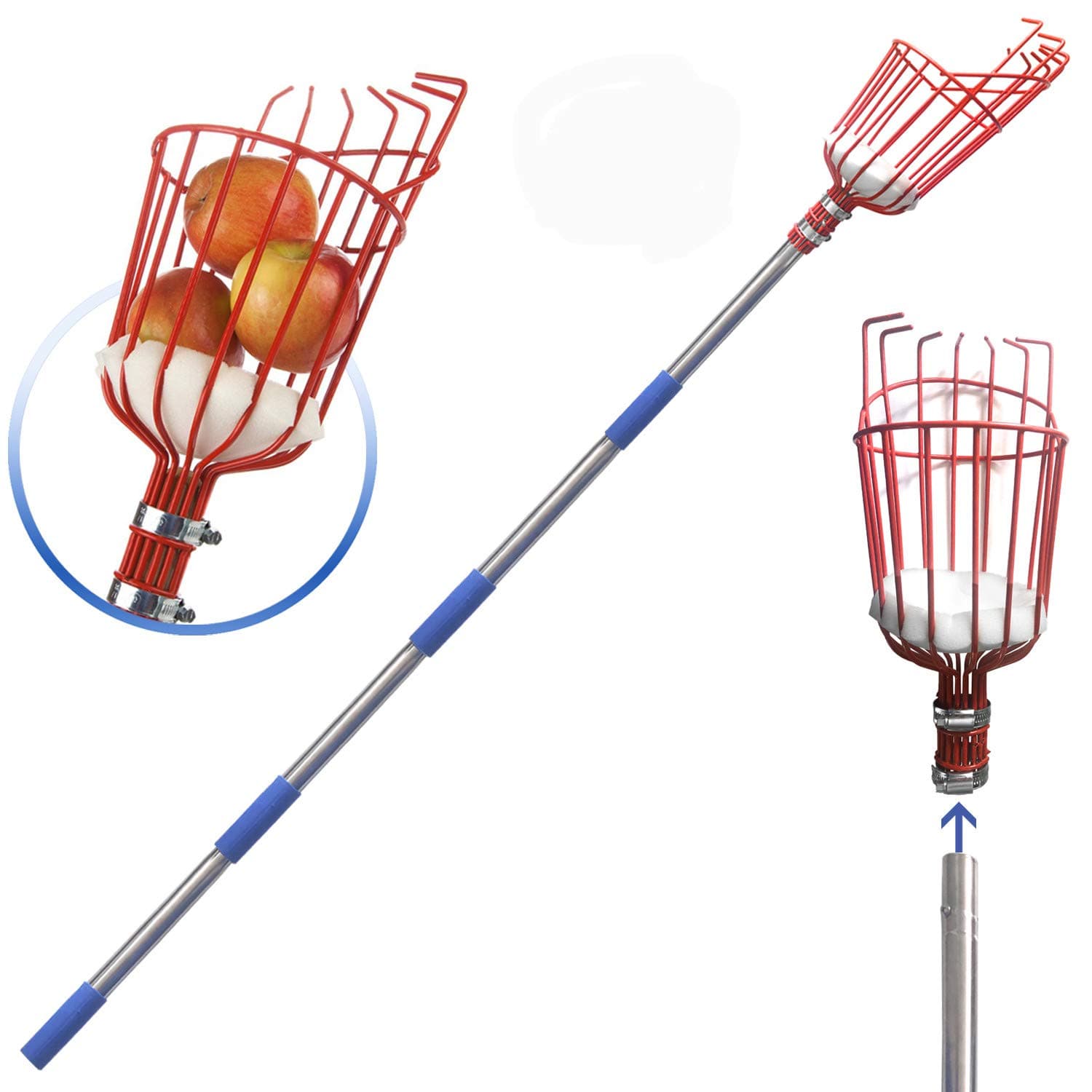 Fruit Picker-a 5.5ft Long Fruit Picker Equipped with Optional Splicing of Lightweight Stainless Steel to Pick Apples, Oranges and Fruit Trees