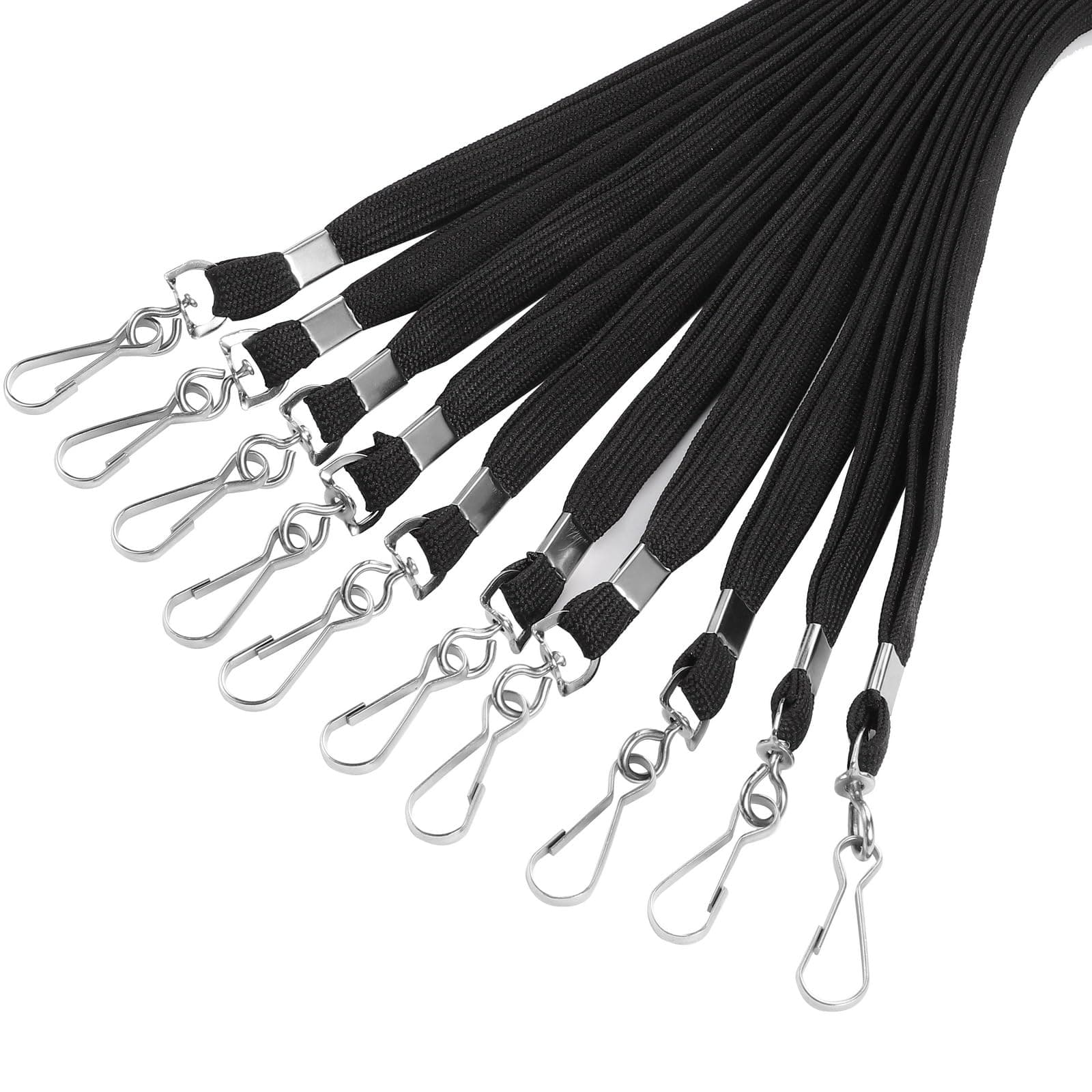 Prudiut 25 Pack Black Lanyard Bulk Lanyards for Id Badges Flat Lanyard with Badge Clip Swivel Hook