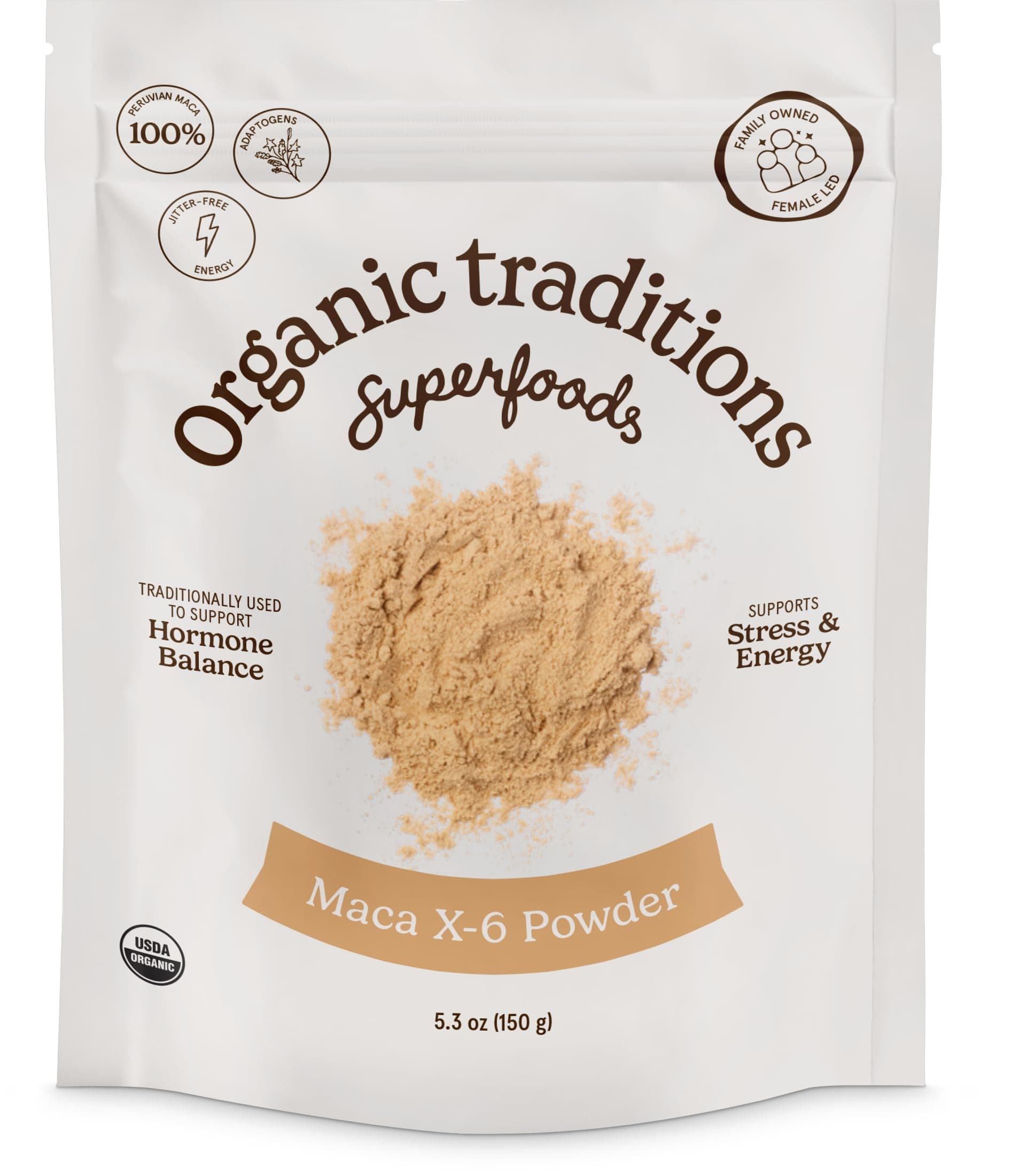 Organic Traditions Maca X 6 Powder, Maca Root Black Red and Yellow, Traditionally Used in Peru for Vitality and Daily Energy, Concentrated Superfood for Daily Wellnes for Men and Women, 150g / 5.3oz