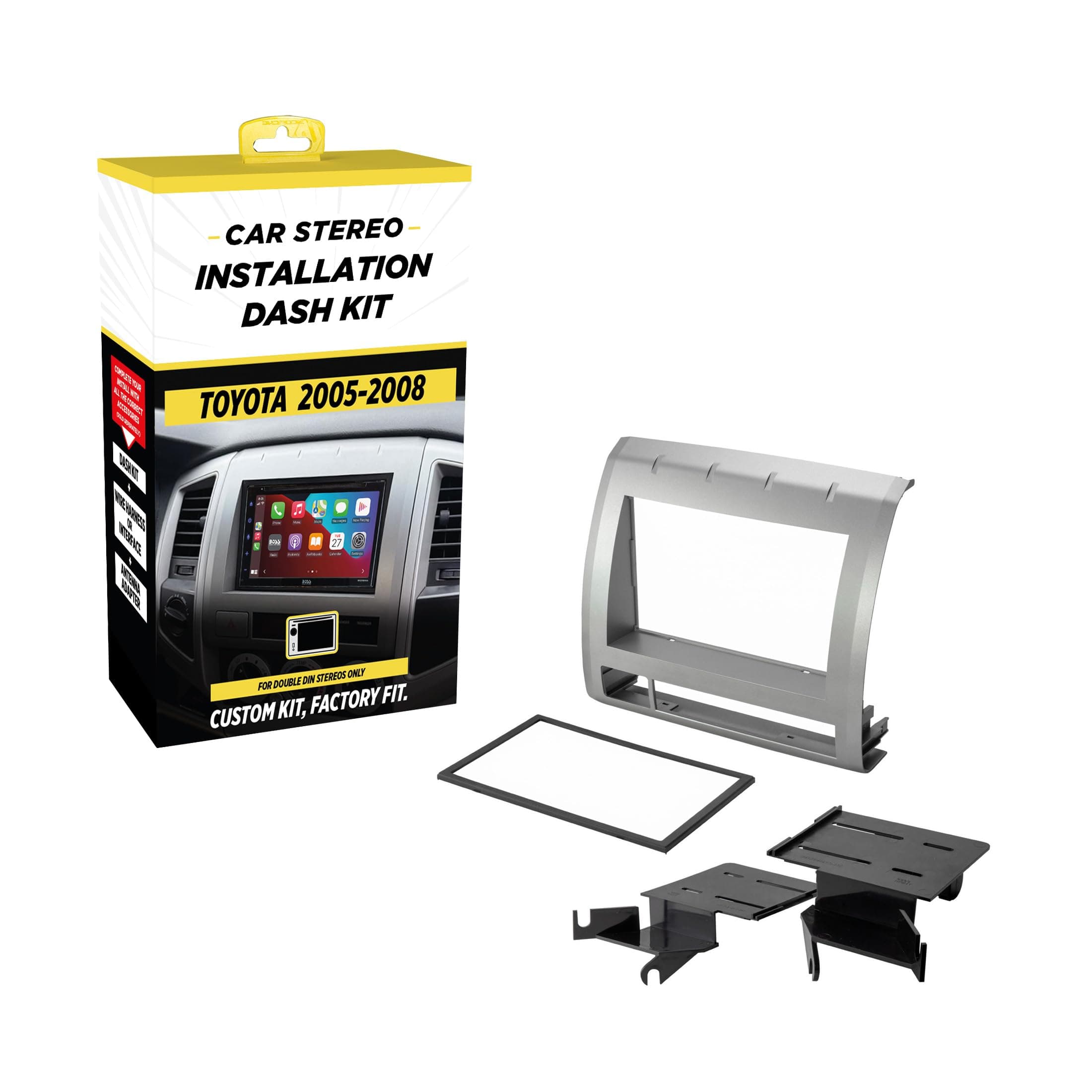 TA2053B Double DIN Radio Install Dash Kit Compatible with Select 2005-2008 Toyota Tacoma - Aftermarket Car Stereo Installation Kit - See Fit Guide in Images to Verify Vehicle Compatibility
