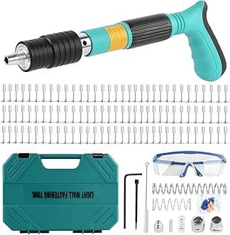 Concrete Nail Gun Kit with 110pcs Nails, 5 Speed Adjustable Manual Steel Nail Gun, Wall Fastening Power Tool, Portable Nail Shooting Machine, Wall Anchor Wire Slotting Device Household Decor