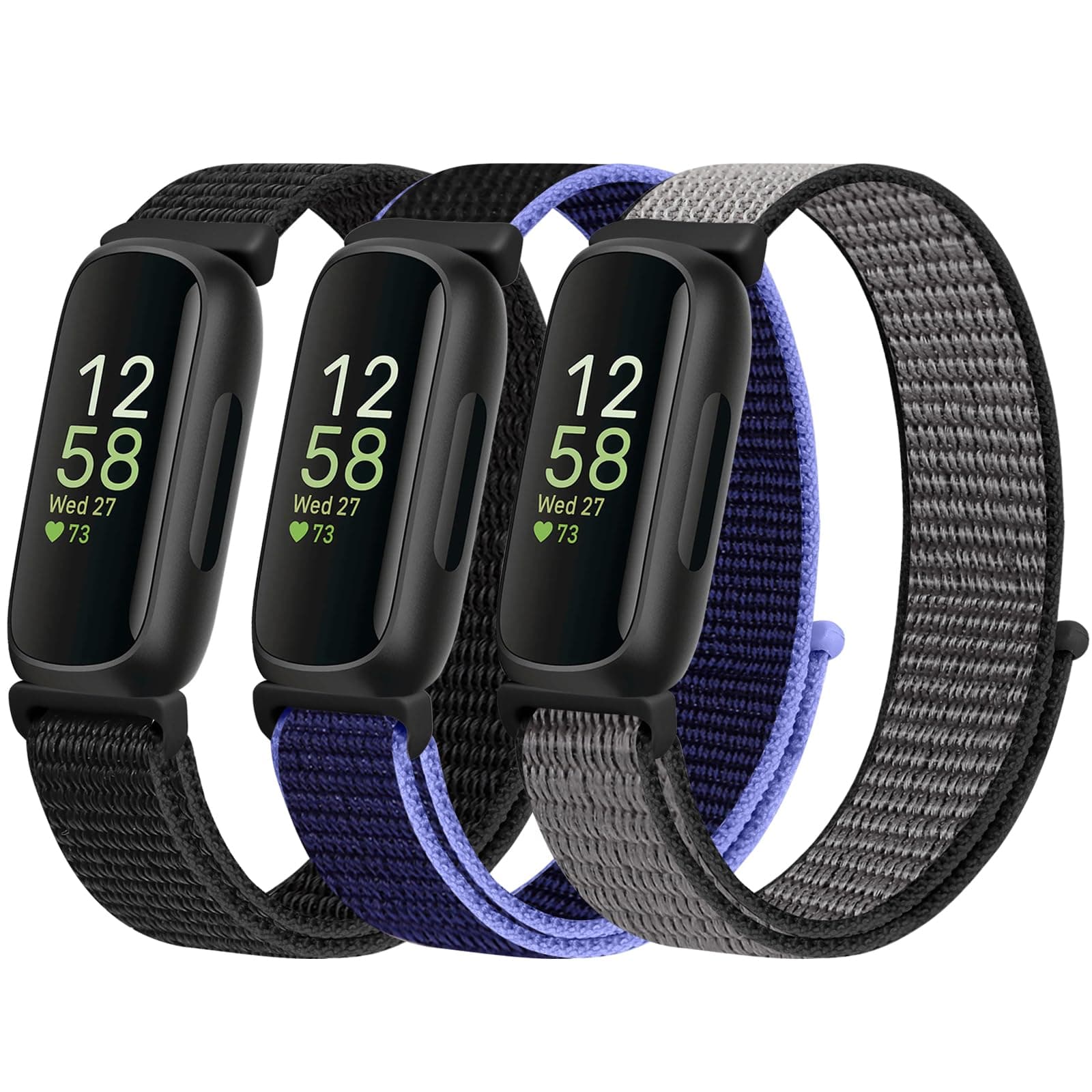 WNIPH Nylon Bands Compatible for Fitbit Inspire 3/Inspire 2/Inspire/Inspire HR/Ace 3/Ace 2 Bands, Breathable Sport Replacement Straps Soft Adjustable Solo Loop Nylon Wristband for Women Men Kids