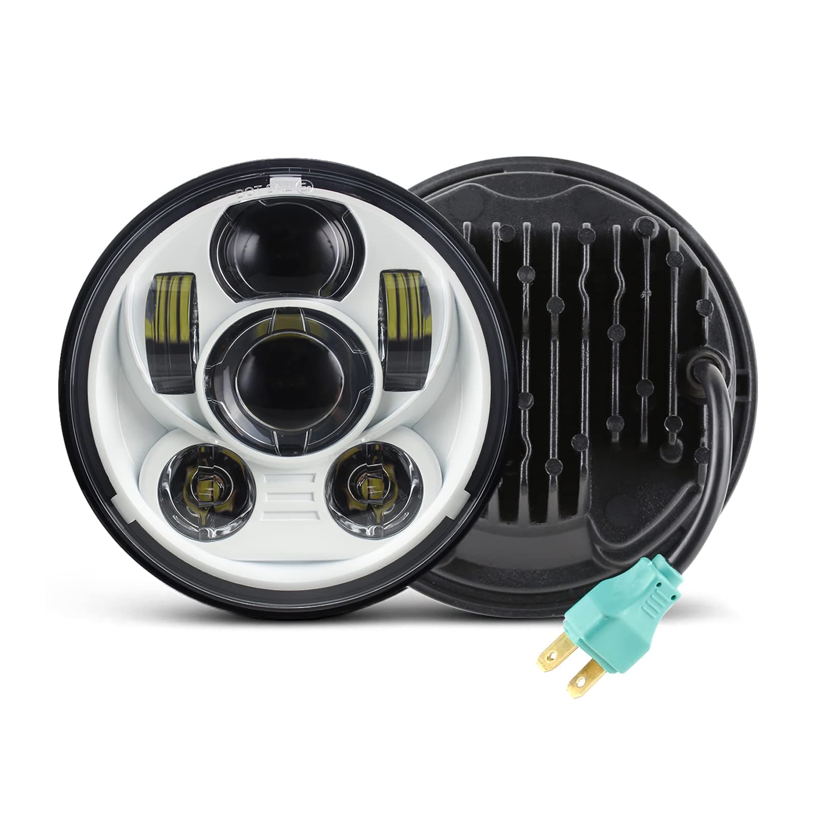 5-3/4 5.75" LED Motorcycle Headlight for Iron 883 Dyna Sportster Low Rider Triple Wide Glide Projector Driving Lamp 1 pcs (White)