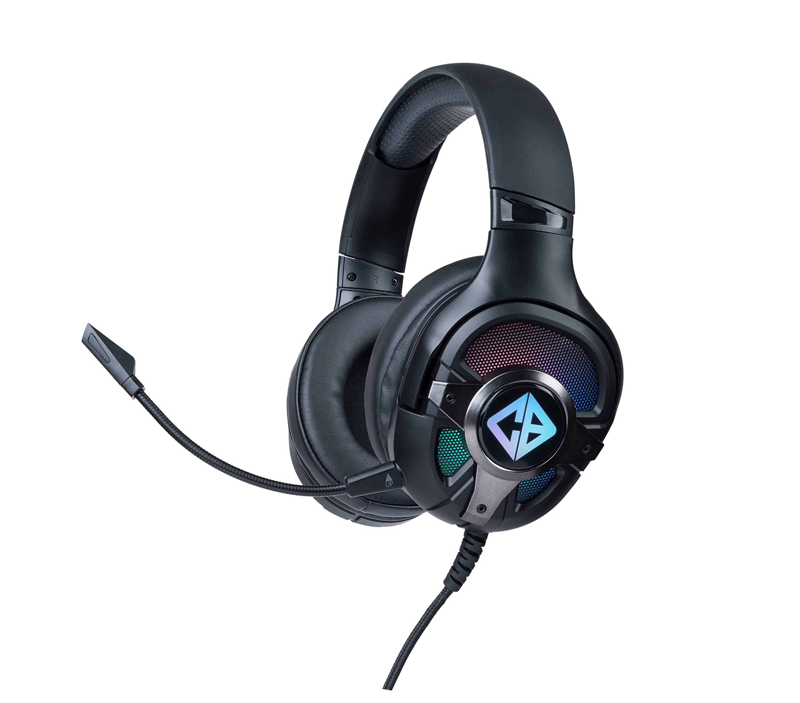 Oberon 7.1 RGB Gaming Headset with Dual Input- USB and 3.5mm Jack, Detachable Microphone, 90° Rotatable Earcups (Black)