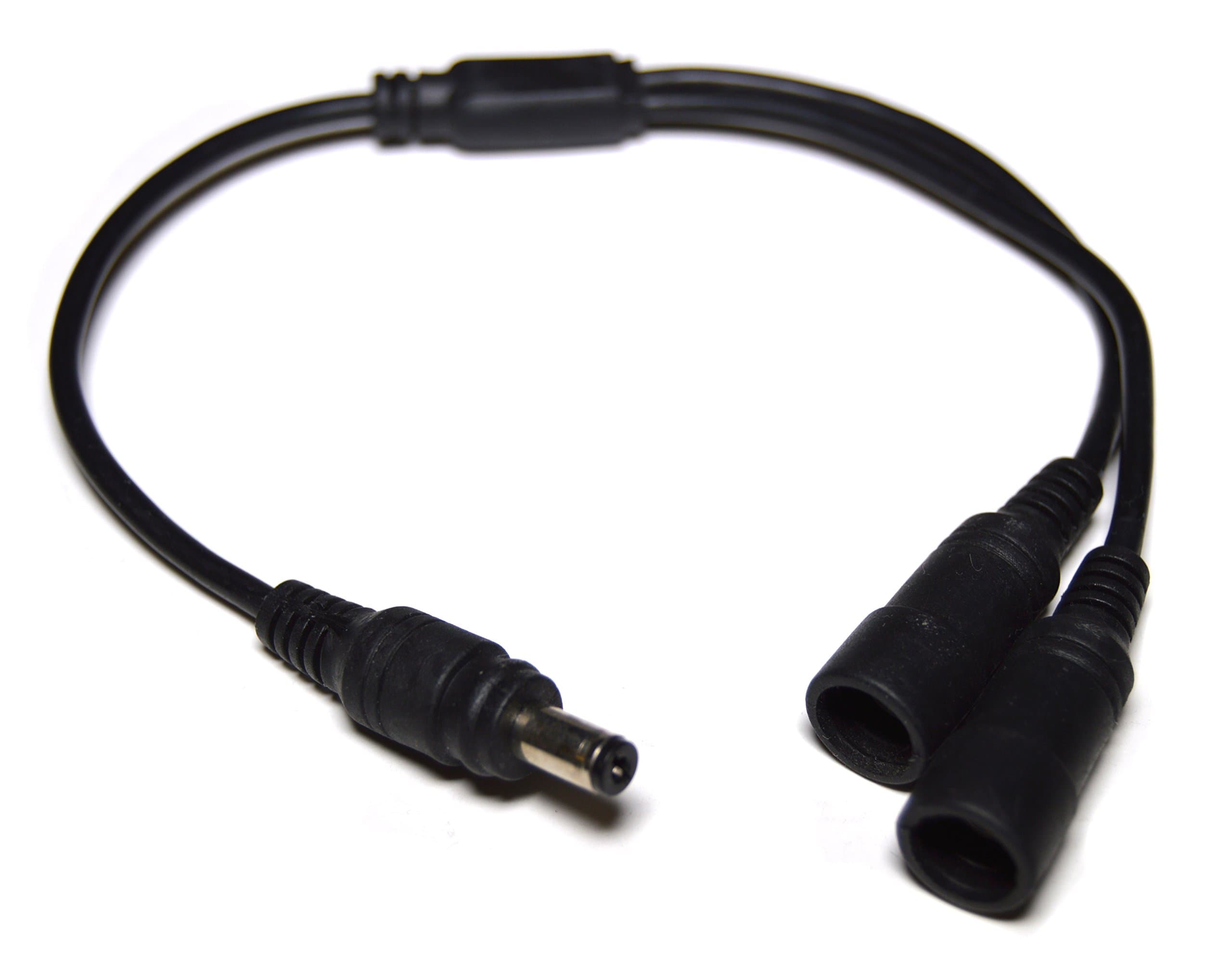 StupidbrightY-Splitter Cable: Connects 2 Bicycle Headlight to 1 Battery Pack, Compatible with Standard 2.1mm x 5.5mm Connectors (2 Feet Long)