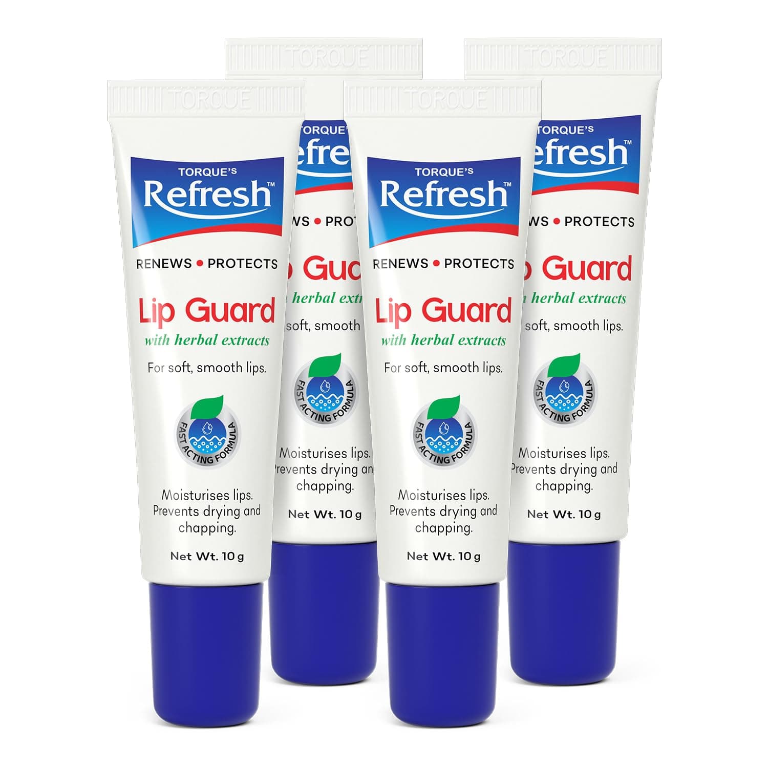 Torque's Refresh Lip Guard with Herbal Extracts for Dry and Cracked Lips | Lip Balm Helps To Prevents Drying and Chapping - 10g (Pack of 6)