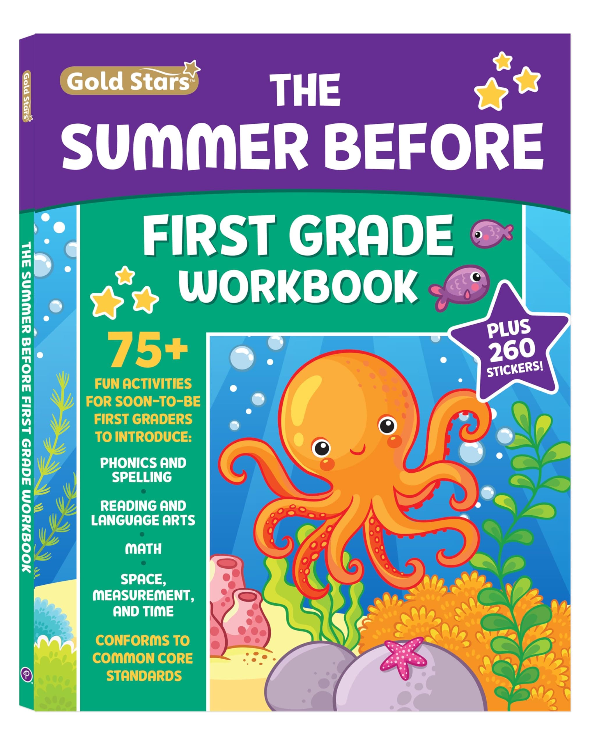 The Summer Before First Grade Workbook School Bridging Kindergarten to First Grade Ages 6 - 7: 75+ Activities, Phonics, Spelling, Reading, Language ... Measurement and Time (Gold Stars Series)