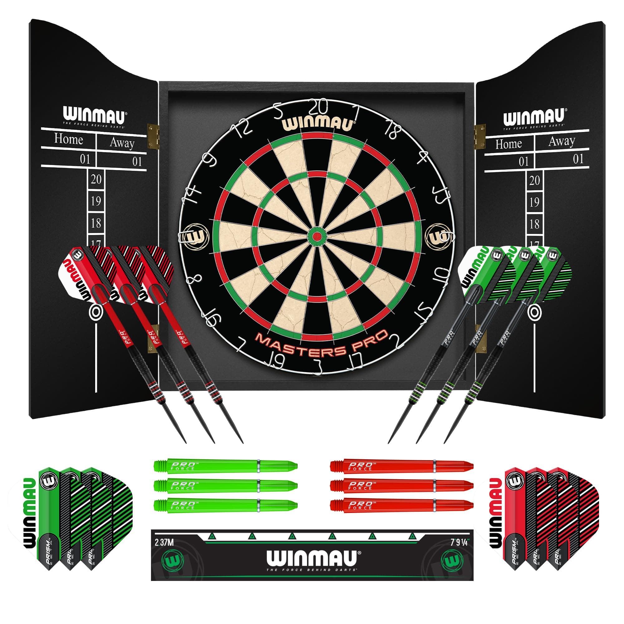 Darts - Masters Pro Premium Bristle Dartboard Set - Includes Dart Board, Darts, Flights, Shafts and Oche Strip - Professional Steel Tip Darts & Dart Board for Adults