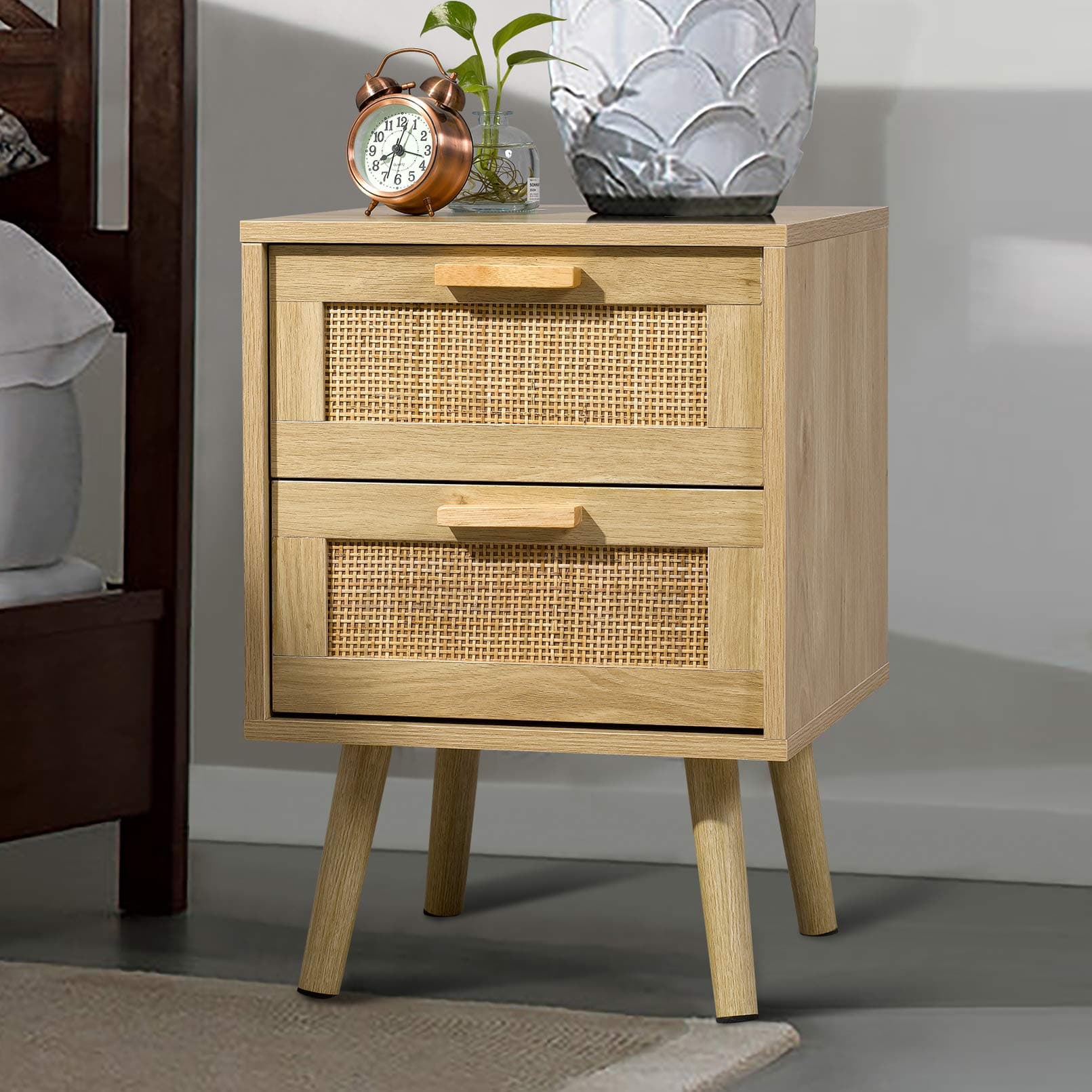 Finnhomy rattan nightstand