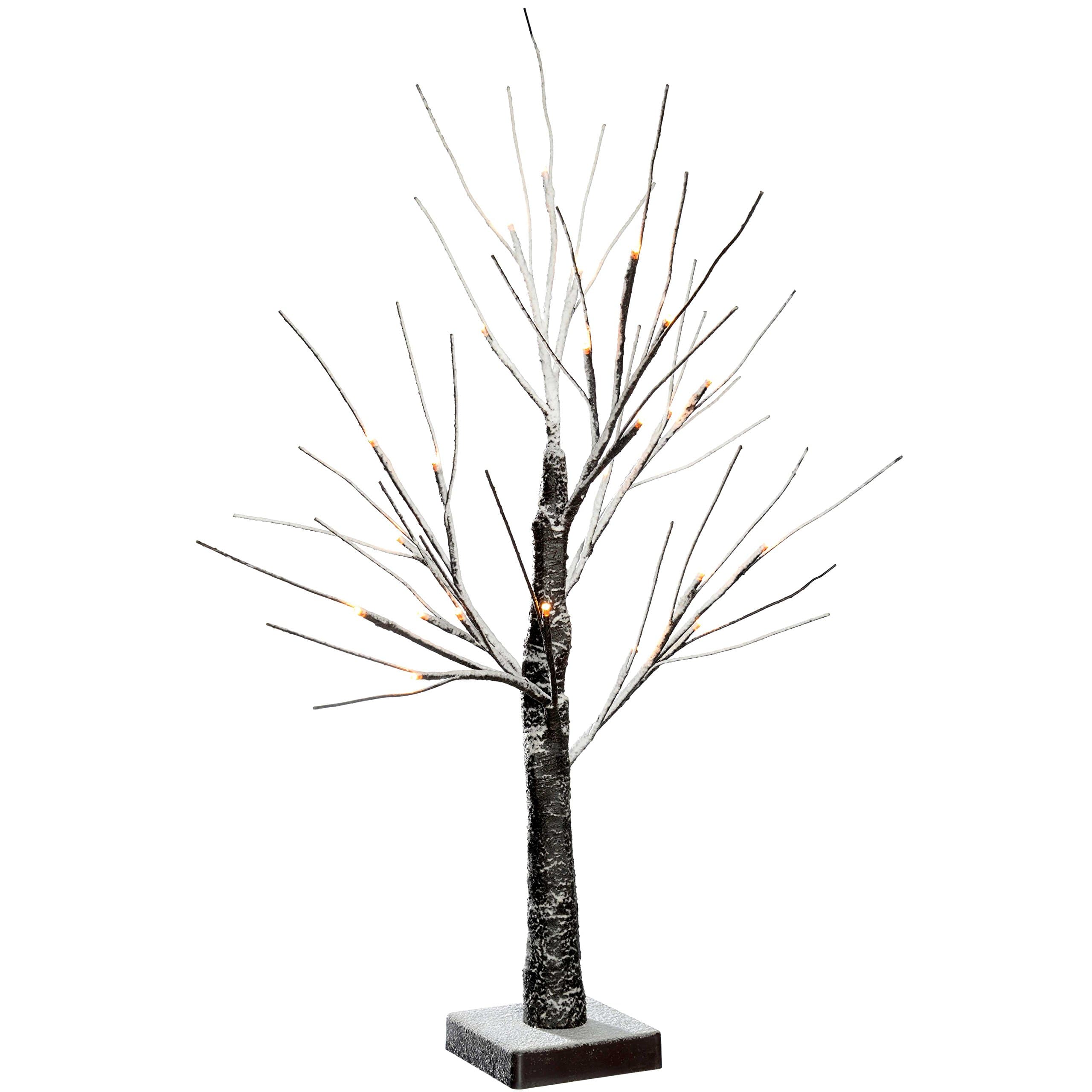 WeRChristmas Pre-Lit LED Twig Christmas Tree with Snow Effect Decoration, 2 feet/60 cm - Brown/White