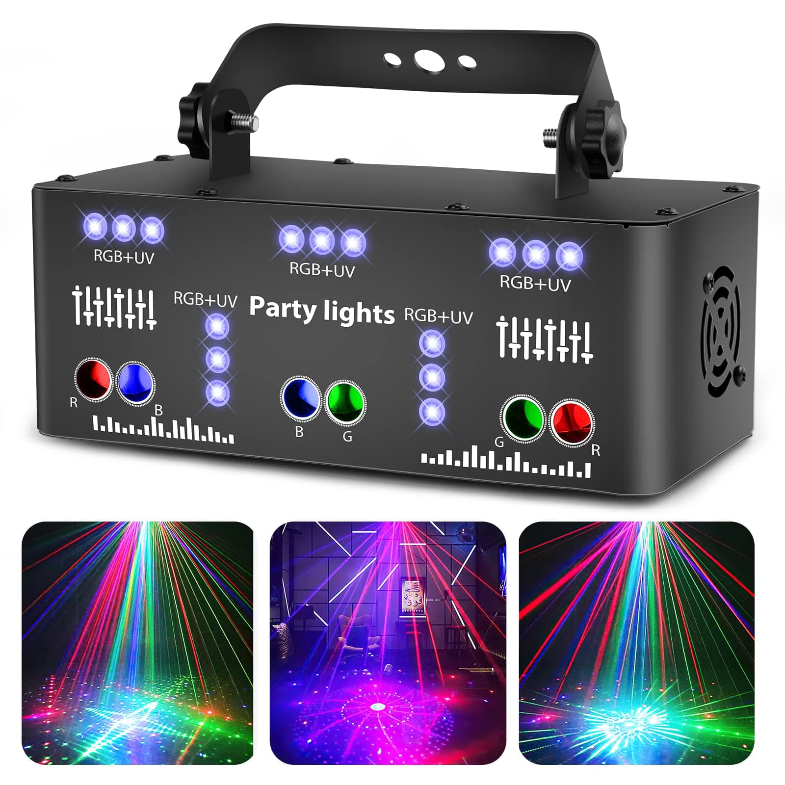 DJ Disco Light Party Light, LED RGB Projector Music Controlled Lights, DMX UV Effect Spotlight for KTV Bar Family Reunion Wedding Birthday Halloween