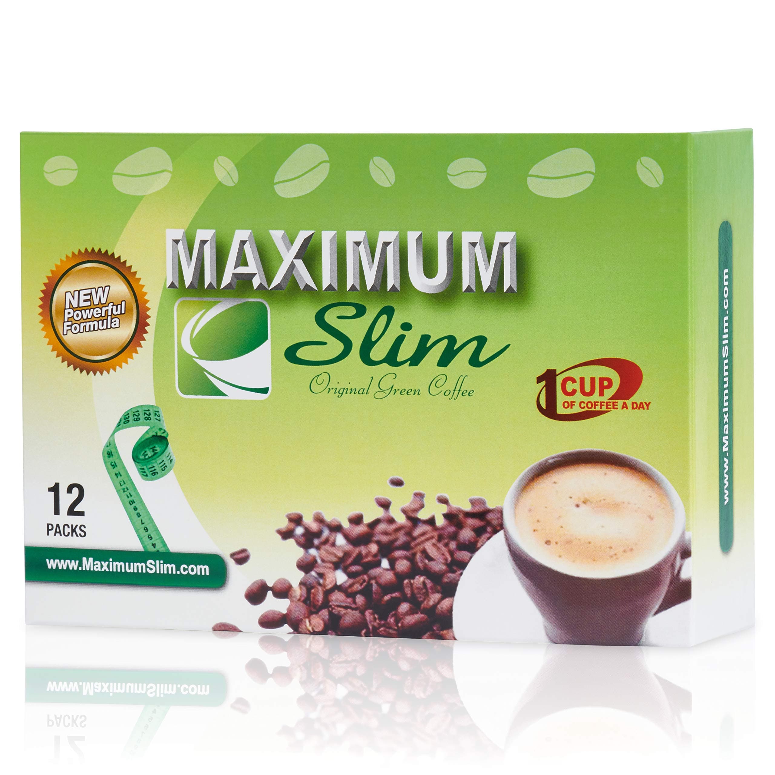 Maximum Slim Original Green Coffee –Premium 4-in-1 Formula with Natural Herbal Extracts for Energy & Vitality. Creamy & Delicious for Maximum Satisfaction. No Messy Side Effects-Made in the USA-12 Ct