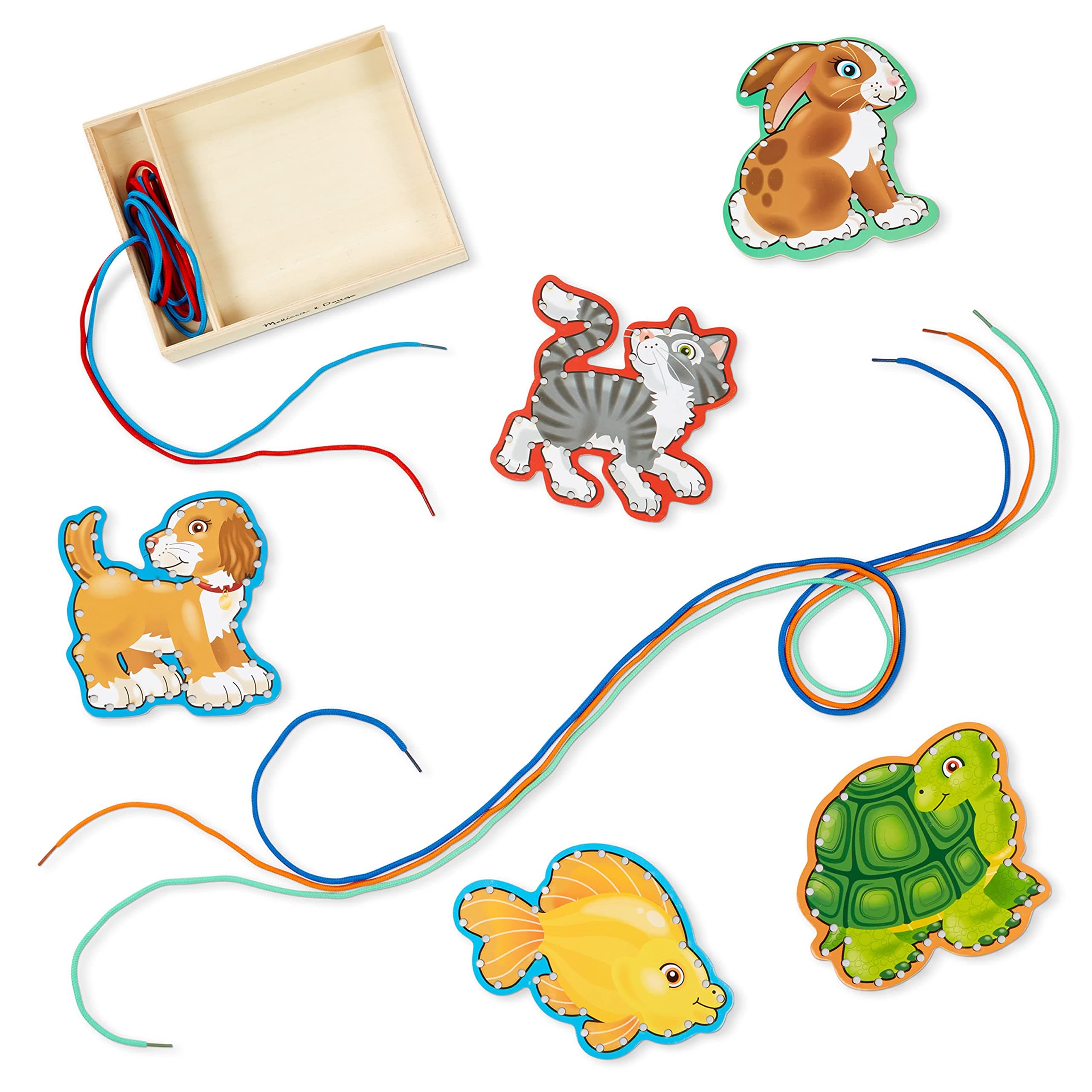 Melissa & Doug Lace and Trace Activity Set: Pets - 5 Wooden Panels and 5 Matching Laces