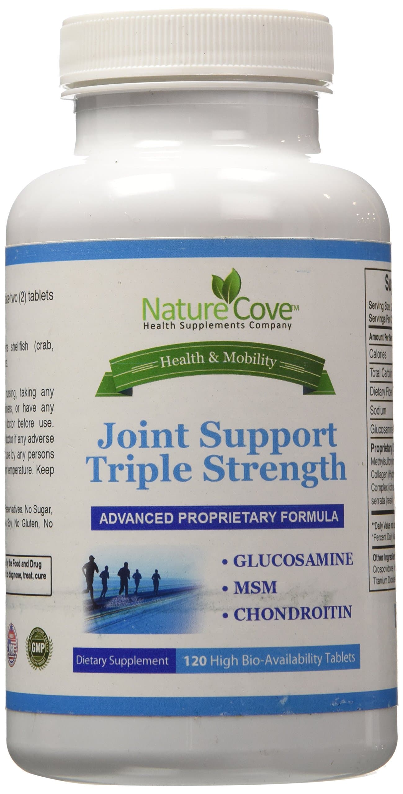 NatureCove Joint Support Triple Strength Advanced Proprietary Formula - Glucosamine MSM Chondroitin 120 High Bio-Availability Caplets