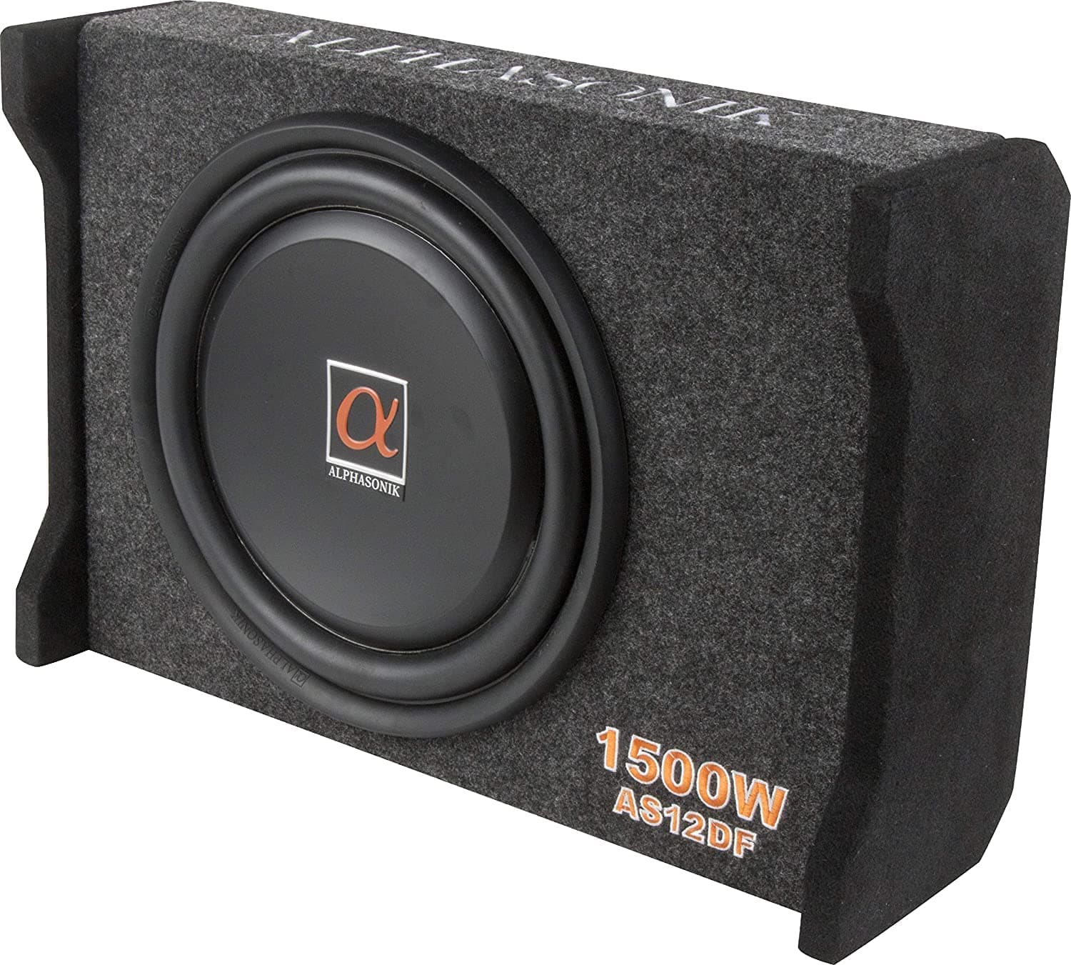 Alphasonik AS12DF 12'' 1500 Watts 4-Ohm Down Fire Shallow Mount Flat Enclosed Under Seat Subwoofer for Tight Spaces in Cars and Trucks, Slim Thin Loaded Air Tight Sealed Bass Enclosure