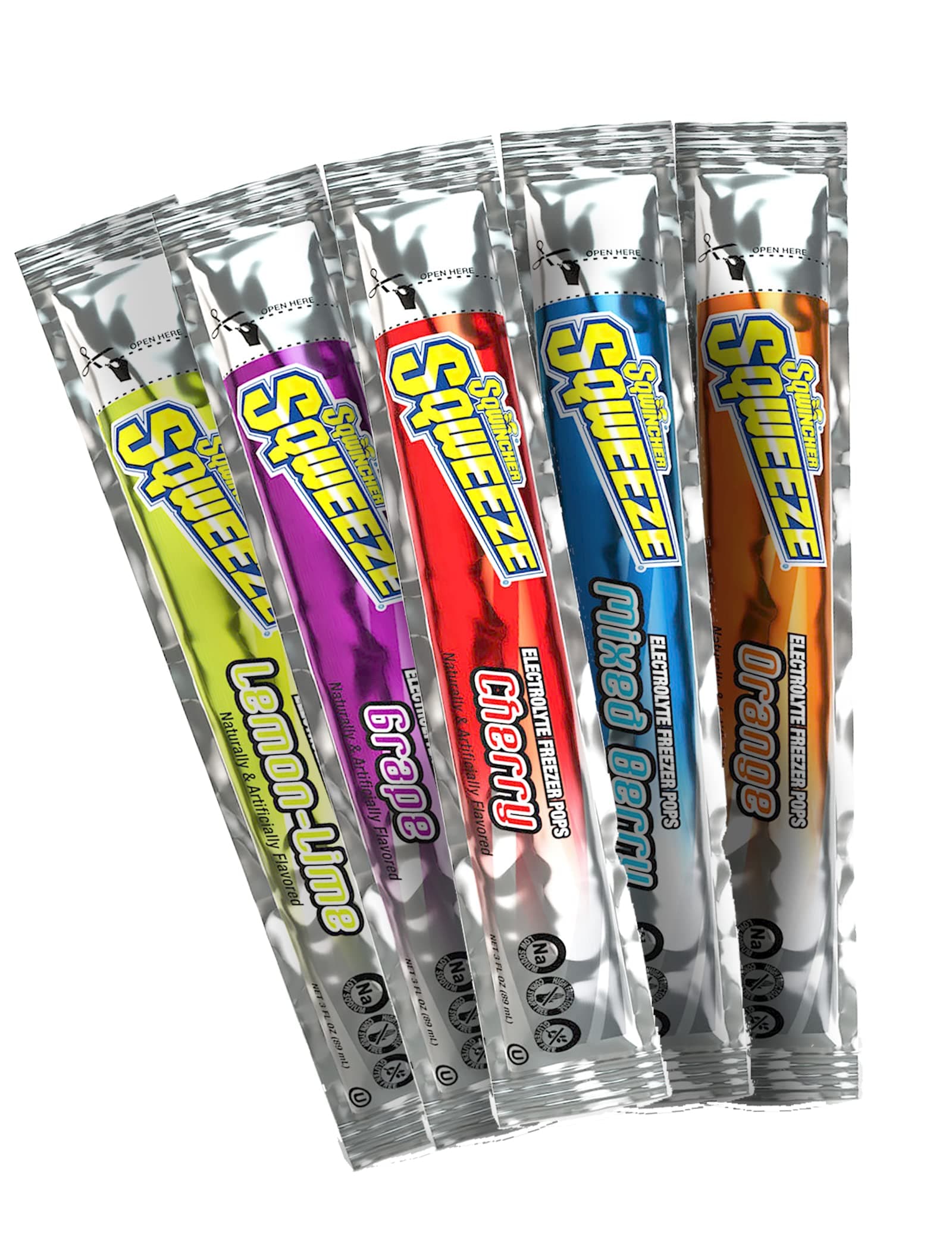 Sqweeze Electrolyte Freezer Pops, Variety Pack, 10 Count (Pack of 5)