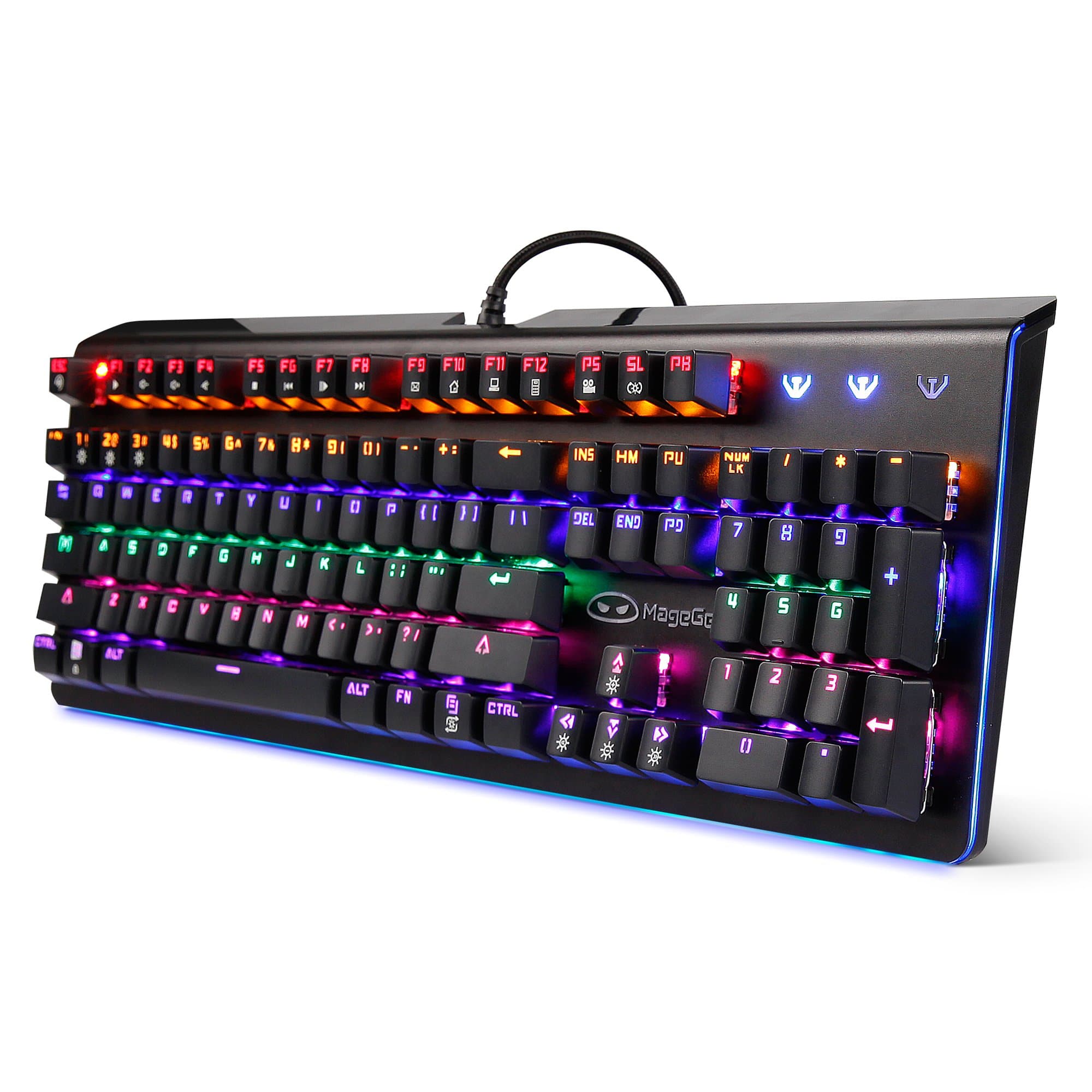 MageGee MK1 Rainbow Backlit Mechanical Keyboard with Blue Switch- Adjustable Palm rest, Gaming Keyboard and Computer Keyboard