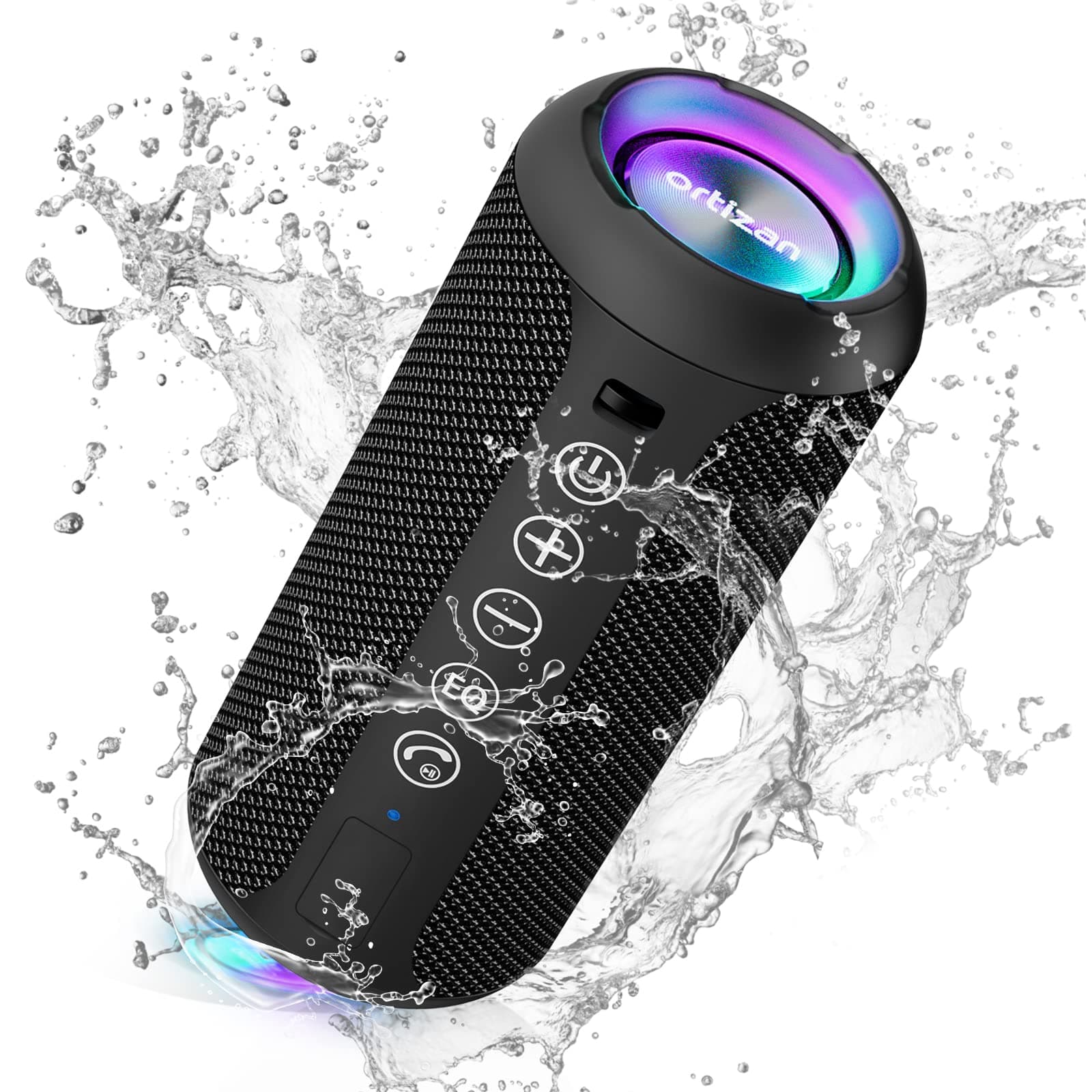 Ortizan Bluetooth Speaker, Speakers Wireless Bluetooth 5.3,IPX7 Waterproof, 24W Stereo Sound, 30H Playtime, RGB Light, TF Card & AUX Portable Bluetooth Speaker for Outdoor Travel, Sport