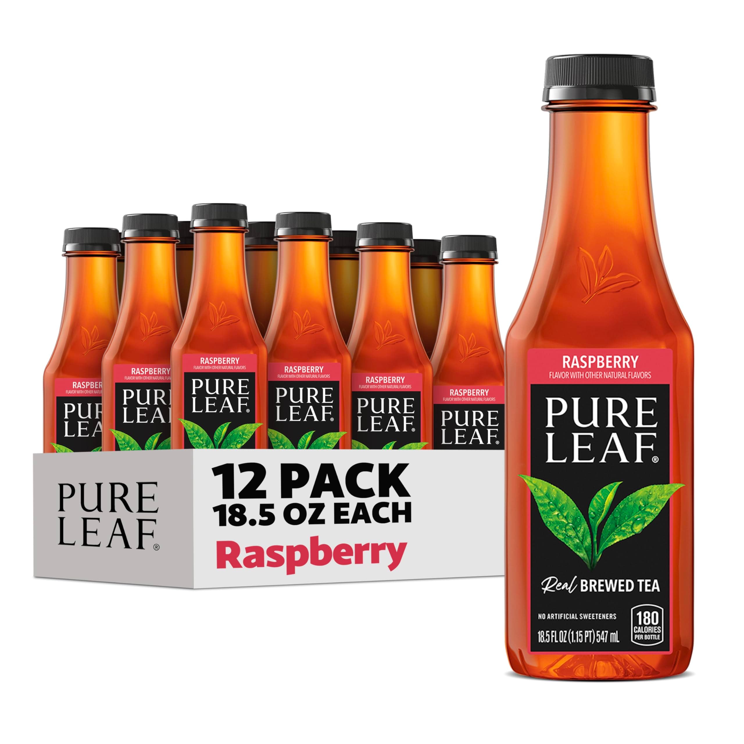 Pure Leaf Iced Tea, Raspberry, Sweetened with Real Sugar, 18.5 Ounce (Pack of 12) by Pure Leaf