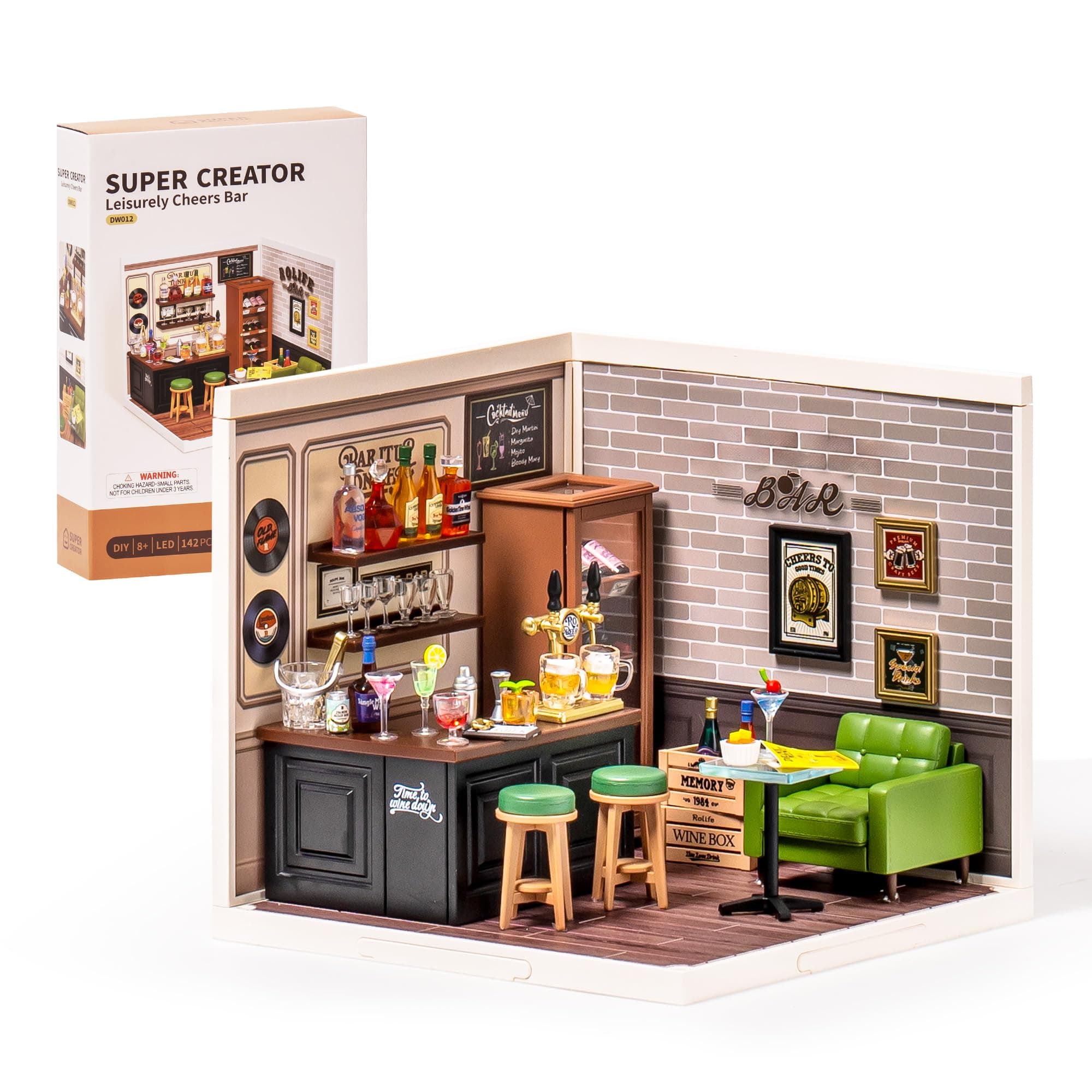 Super Creator-Mini Blocks Model Building Set for Adults, Miniature Plastic House Kit Super Store-Building Blocks Toys for Teens 8-12, DIY Crafts/Hobbies for Teens&Adults (Leisurely Cheers Bar)