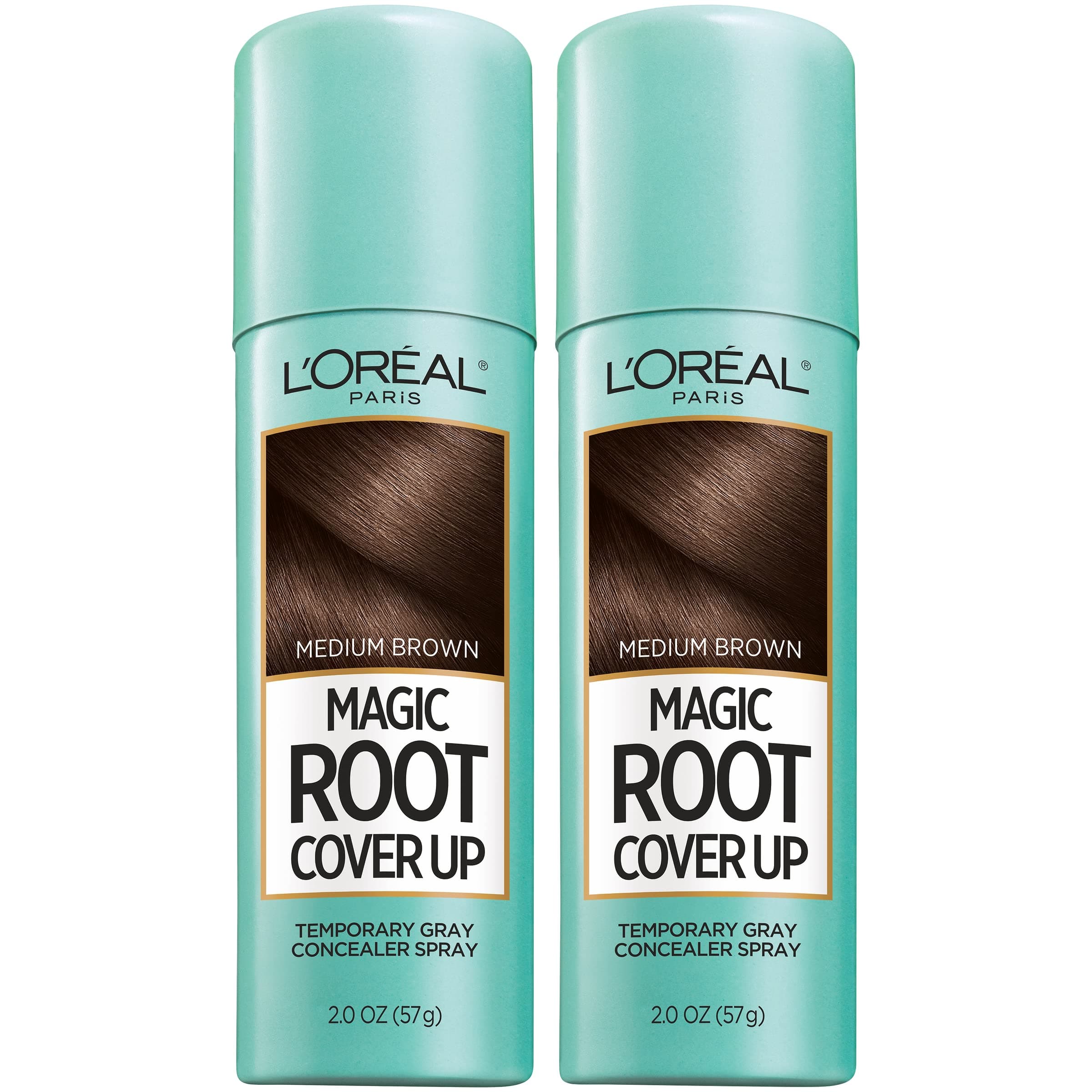 L'Oreal Paris Magic Root Cover Up Gray Concealer Spray Medium Brown 4 oz (2 pack)