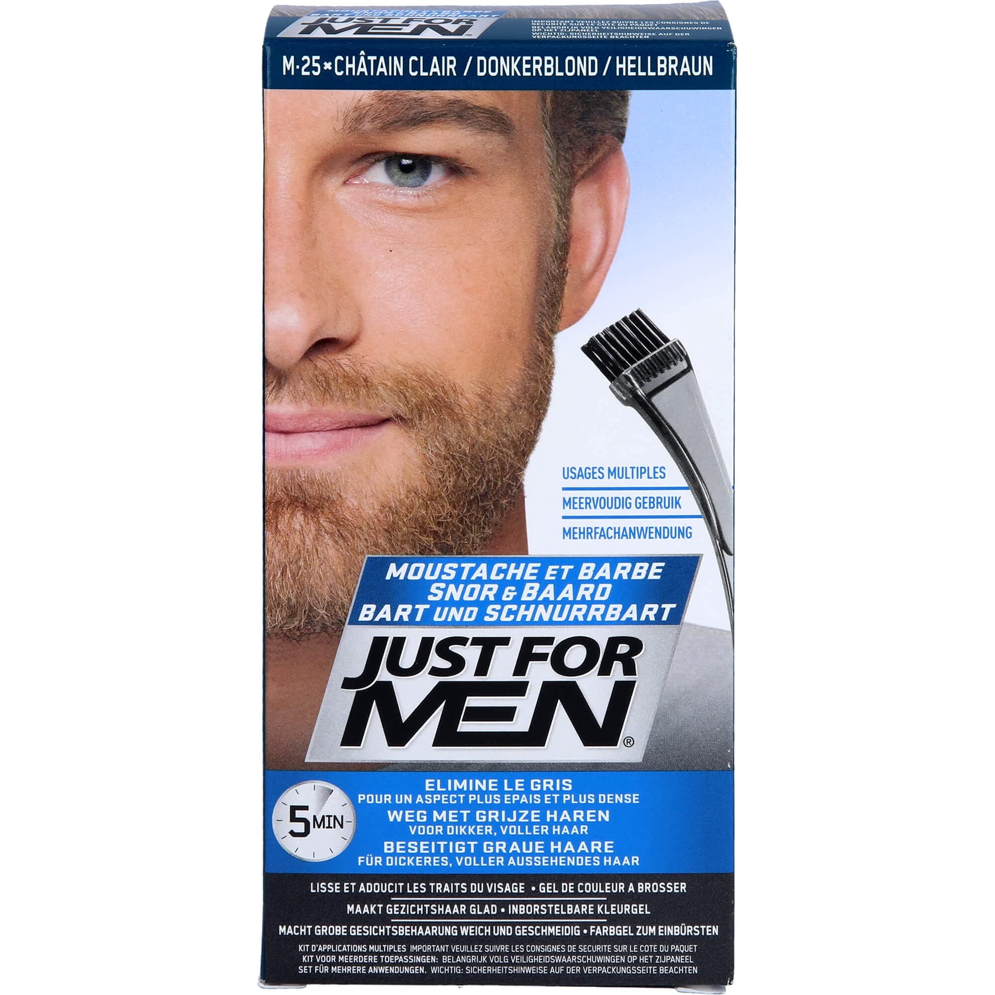 Just for men Moustache & Beard Light Brown Dye , Eliminates Grey for a Thicker & Fuller Look M25