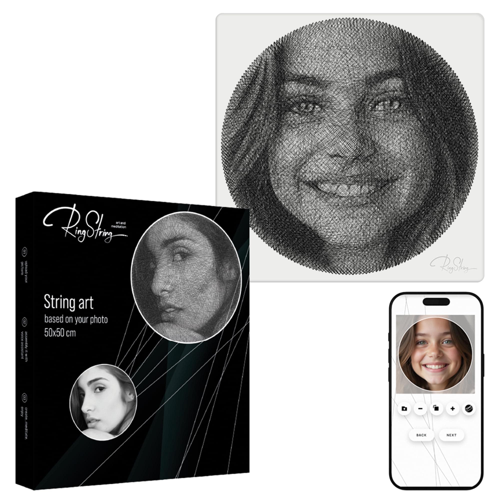 Art Kit for String Art Creation from Any Photo - Custom Craft Kit for Adults - 3D DIY String Art Kit - Original Gift and Handmade Home Decor