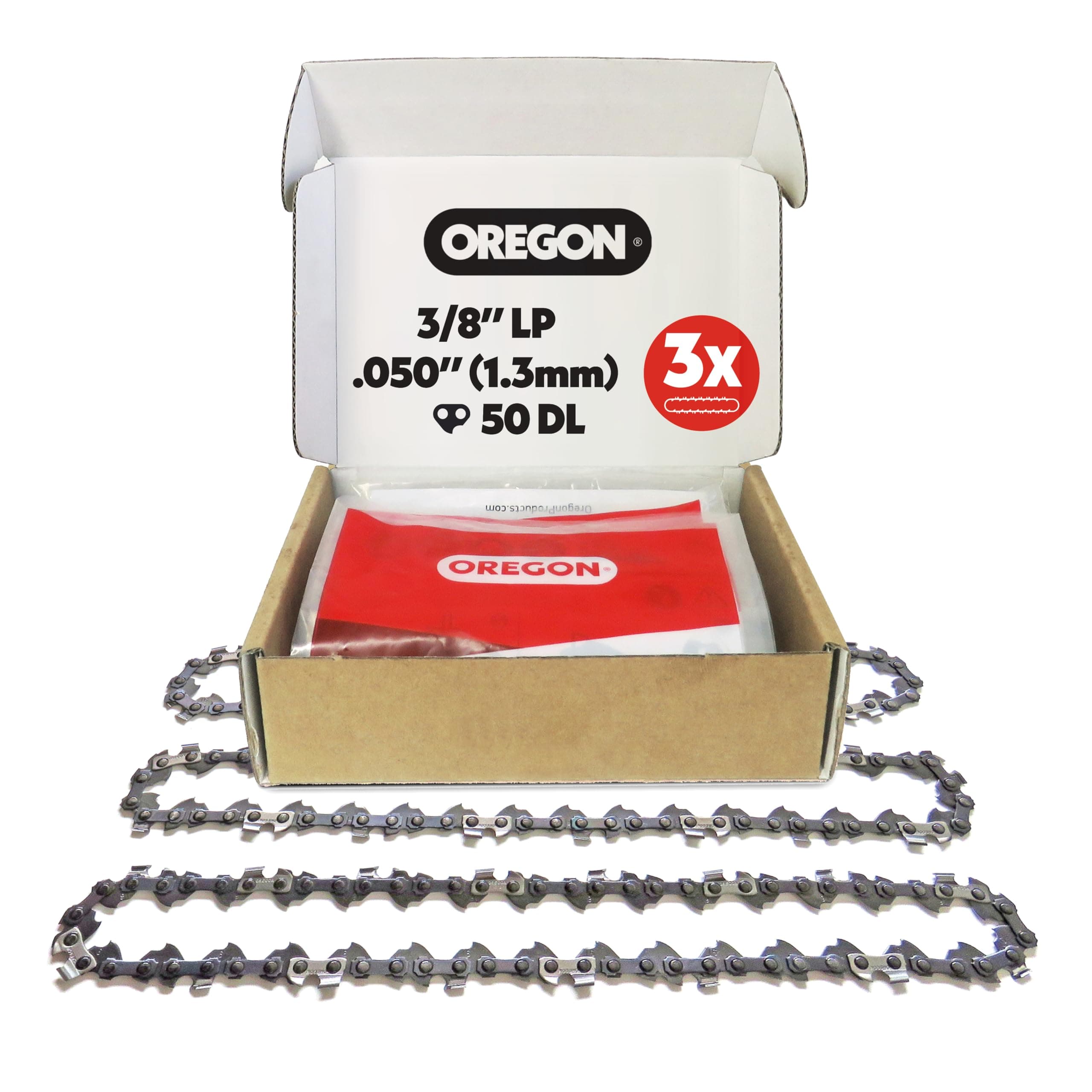 Oregon 3-Pack Chainsaw Chains for Stihl - 3/8" LP Pitch, .050" Gauge, 50 Drive Links, 14" Bar, Low-Kickback, Fits Several Stihl Models