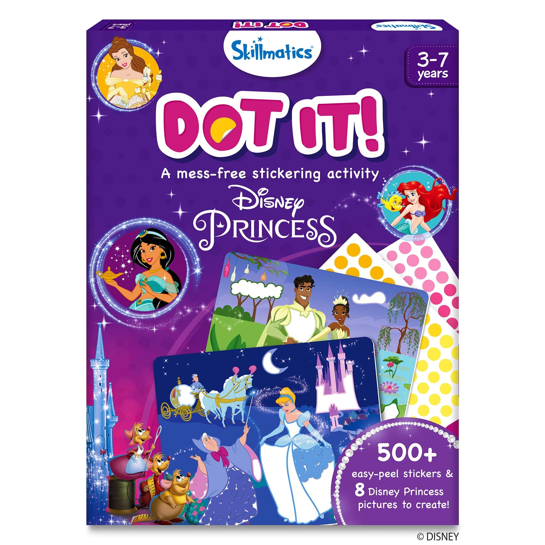 Skillmatics Paper Art Activity- Dot It Disney Princess, No Mess Sticker Art For Kids, Craft Kits, Diy Activity, Gifts For Girls & Boys Ages 3, 4, 5, 6, 7, Travel Toys For Toddlers, Multicolour