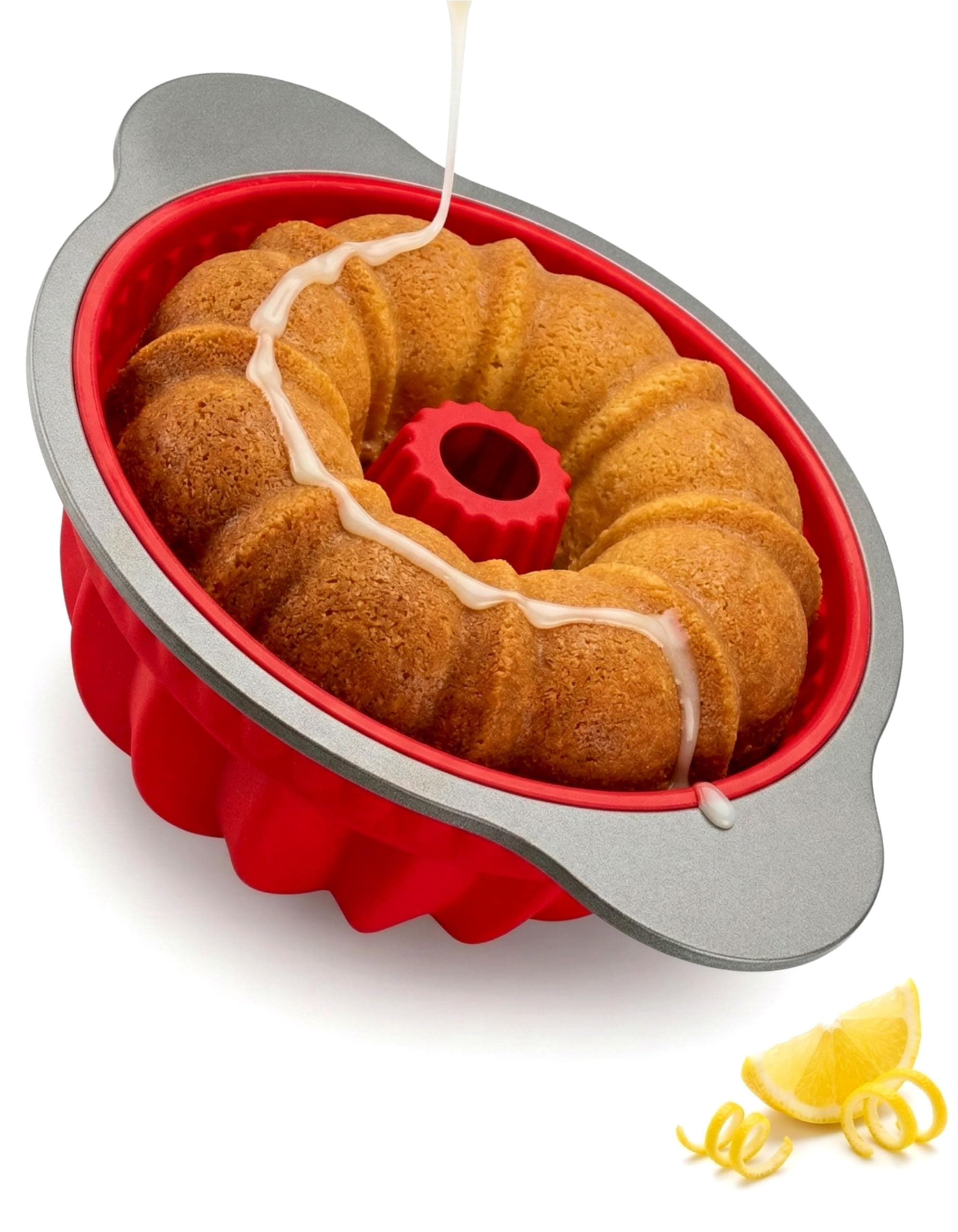 Boxiki Kitchen Premium Non-Stick Silicone Pound Cake Pan – Heavy-Duty Steel Frame, BPA & PFOA Free – Durable Fluted Cake Pan, Moldes para Gelatinas, Pasteles, Flan – No Warping, No Shape Loss