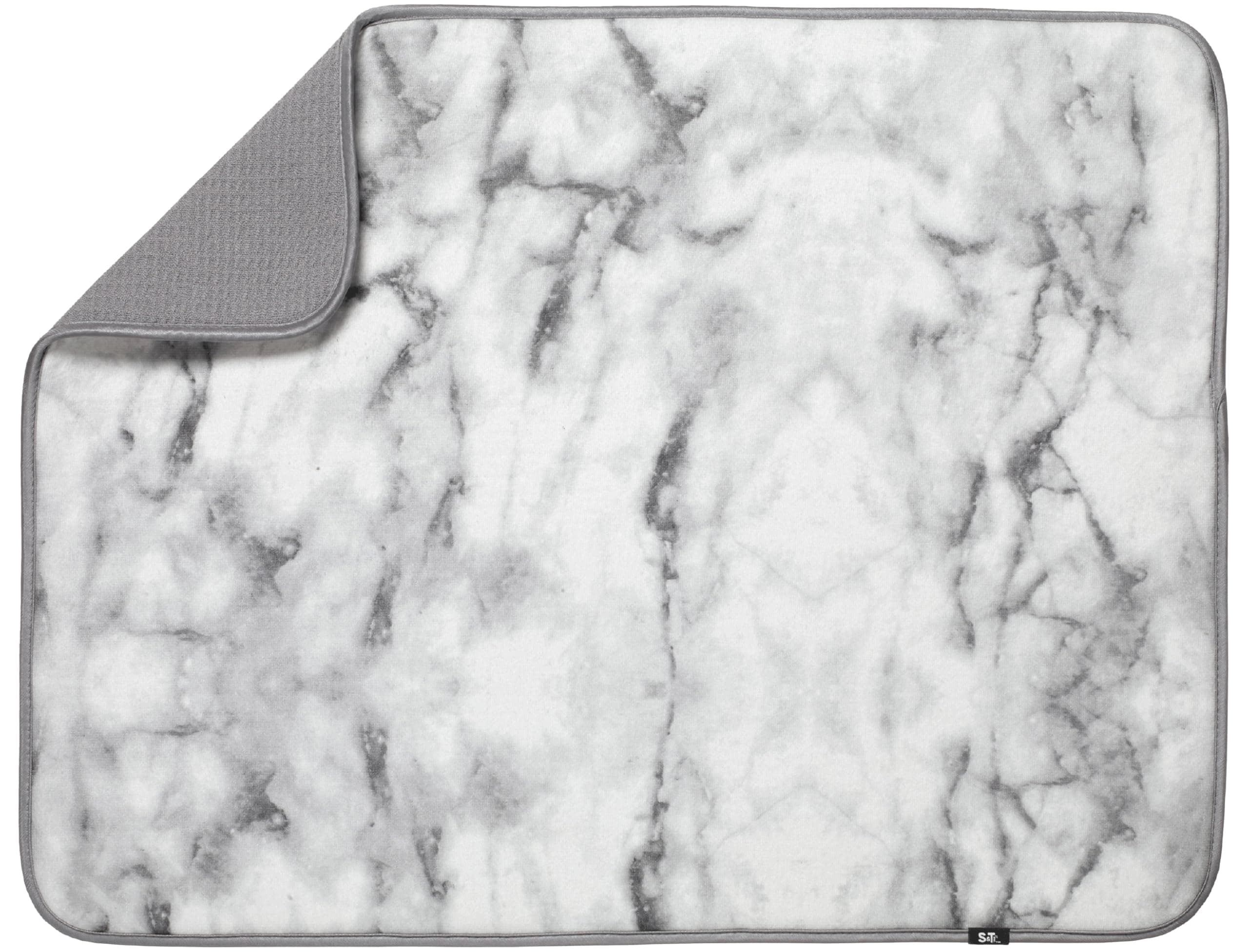S&T INC. Absorbent, Reversible XL Microfiber Dish Drying Mat for Kitchen, 18 Inch x 24 Inch, Marble