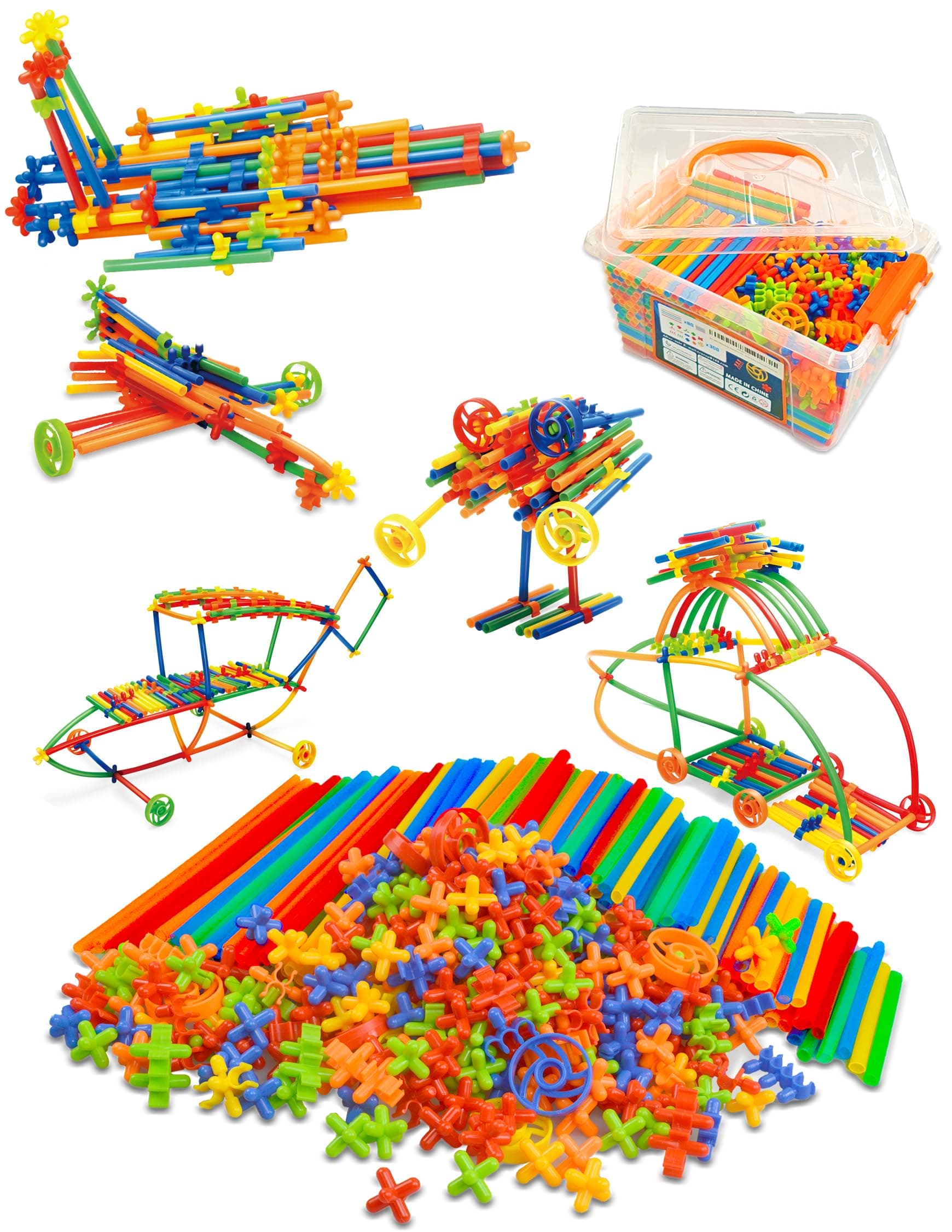 600PCS STEM Building Toys, Straw Constructor Toys Up Grade Engineering Building Sets for Kids Develops Motor Skills and Logic Thinking, Fun Educational Toy Great for Gift